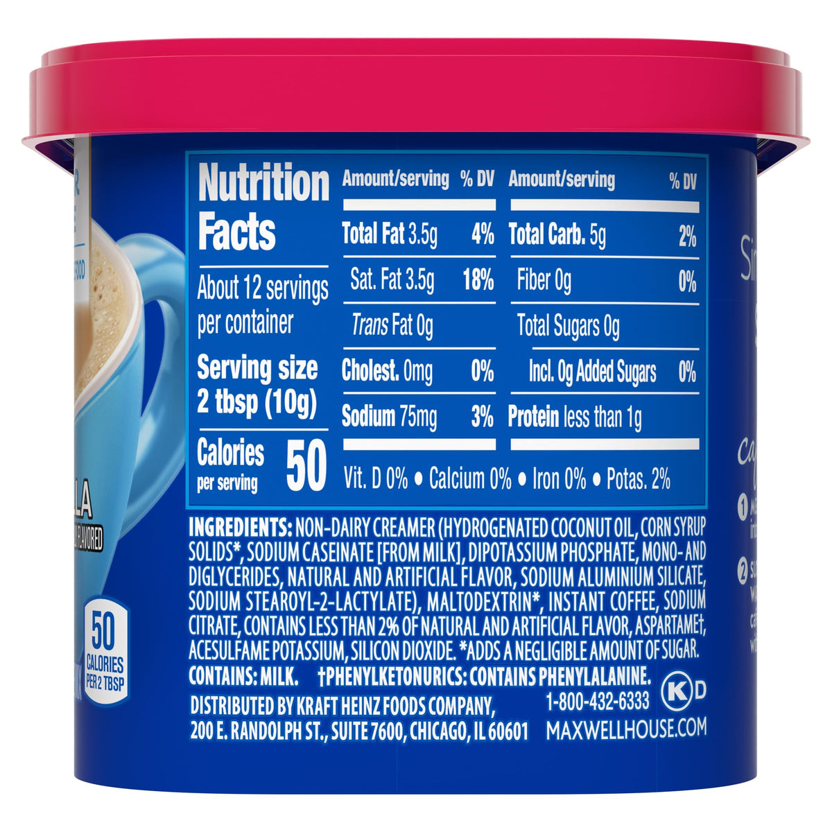 MAXWELL HOUSE International Sugar-Free French Vanilla Instant Coffee Beverage Mix (4 x 4.3 oz)