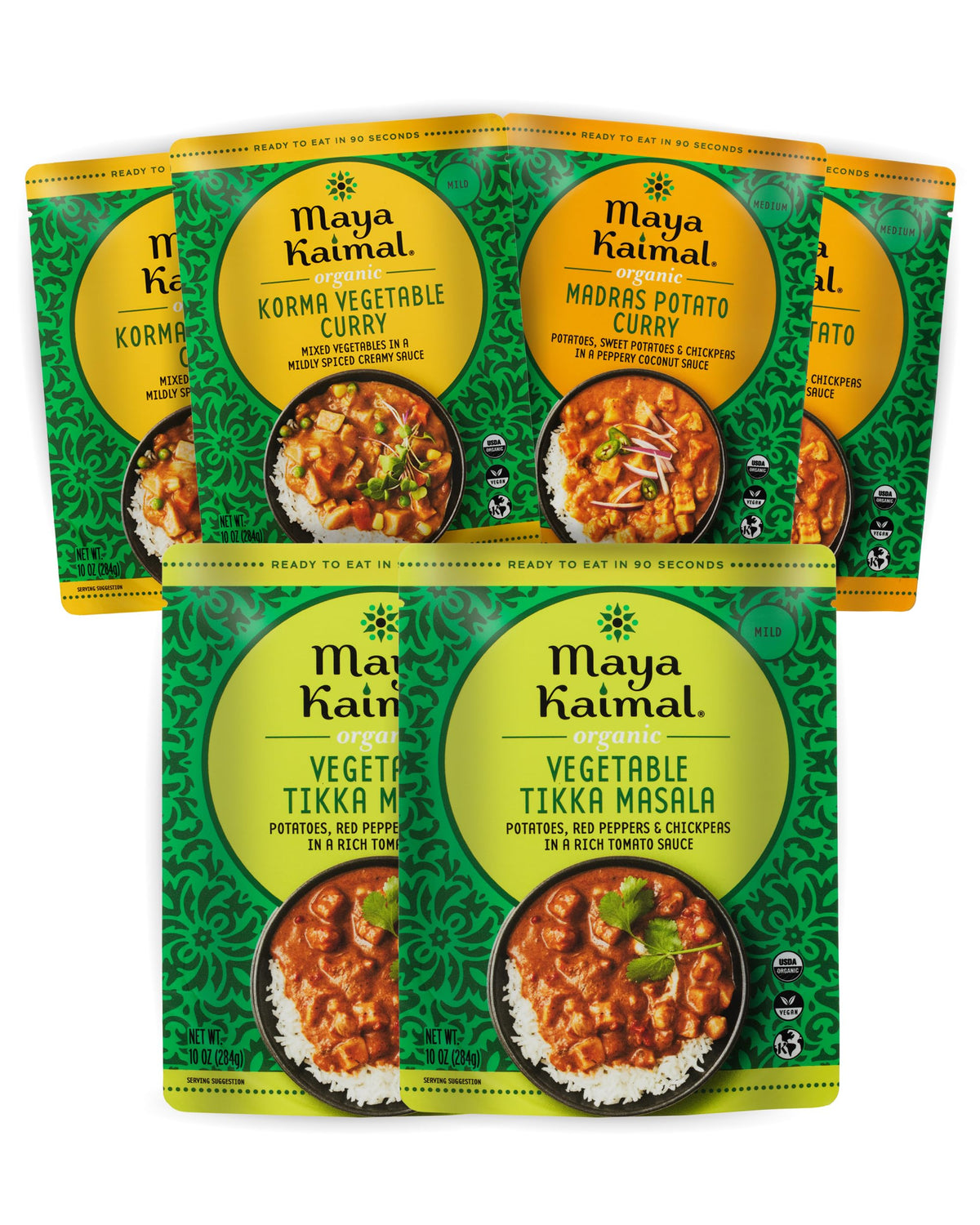 Maya Kaimal Organic Indian Vegetable Curry Variety – Ready-to-Eat, Microwaveable, Vegan & Kosher