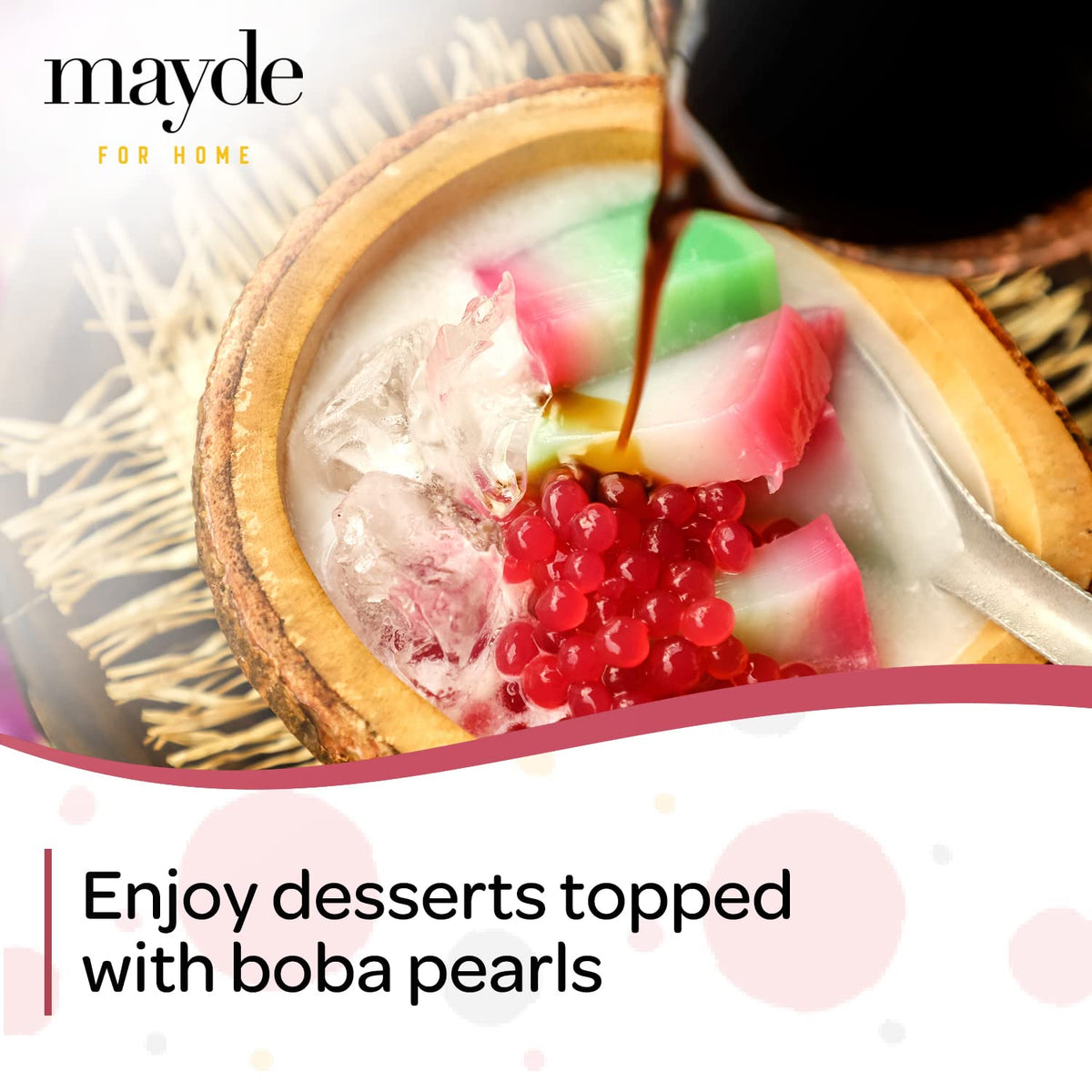 Mayde Popping Boba Pearls - Strawberry Burst, 7 lb | Bursting Boba Pearls for Drinks & Desserts