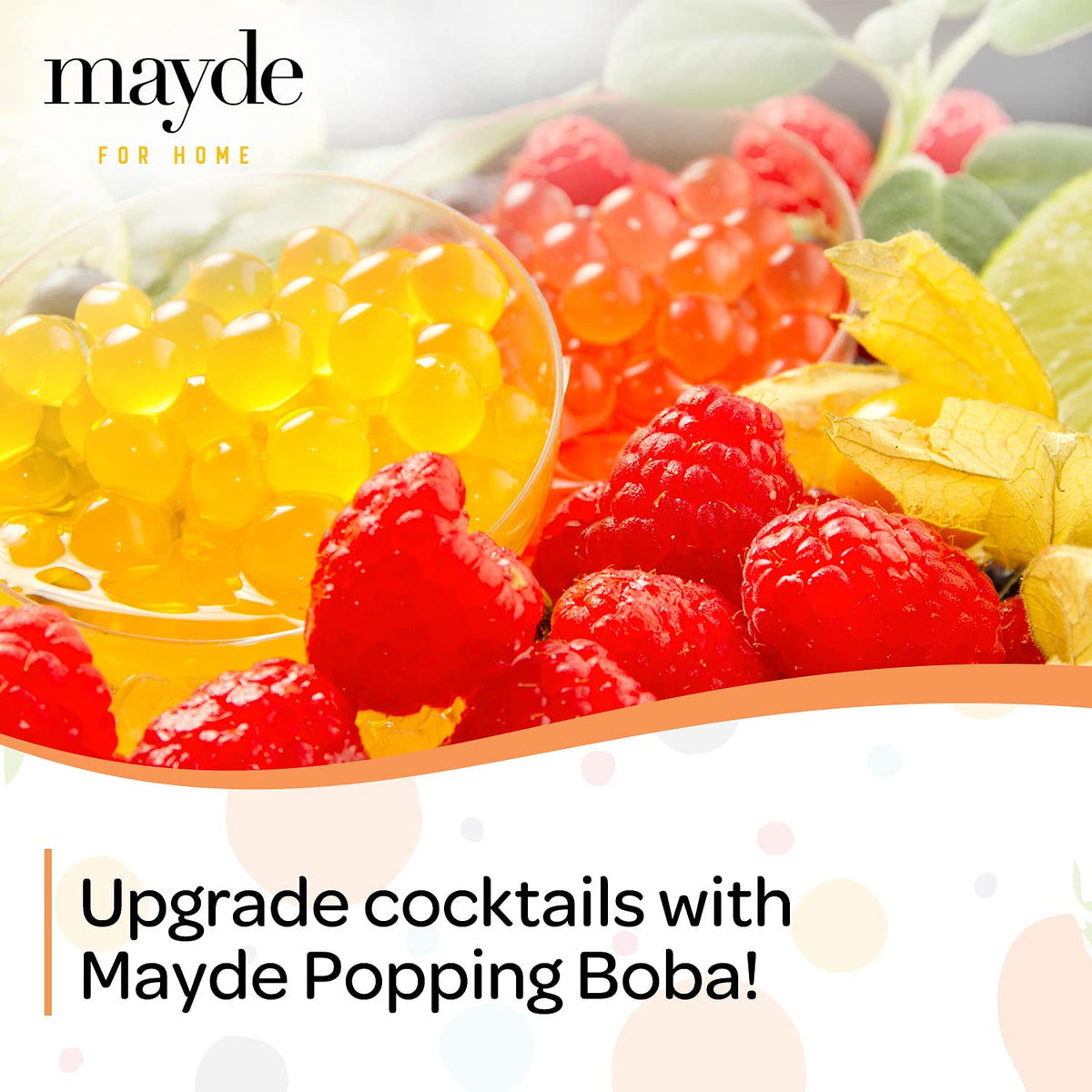 Mayde Popping Boba Pearls – Mango Flavor, 7 lb Bulk for Bubble Tea & Desserts