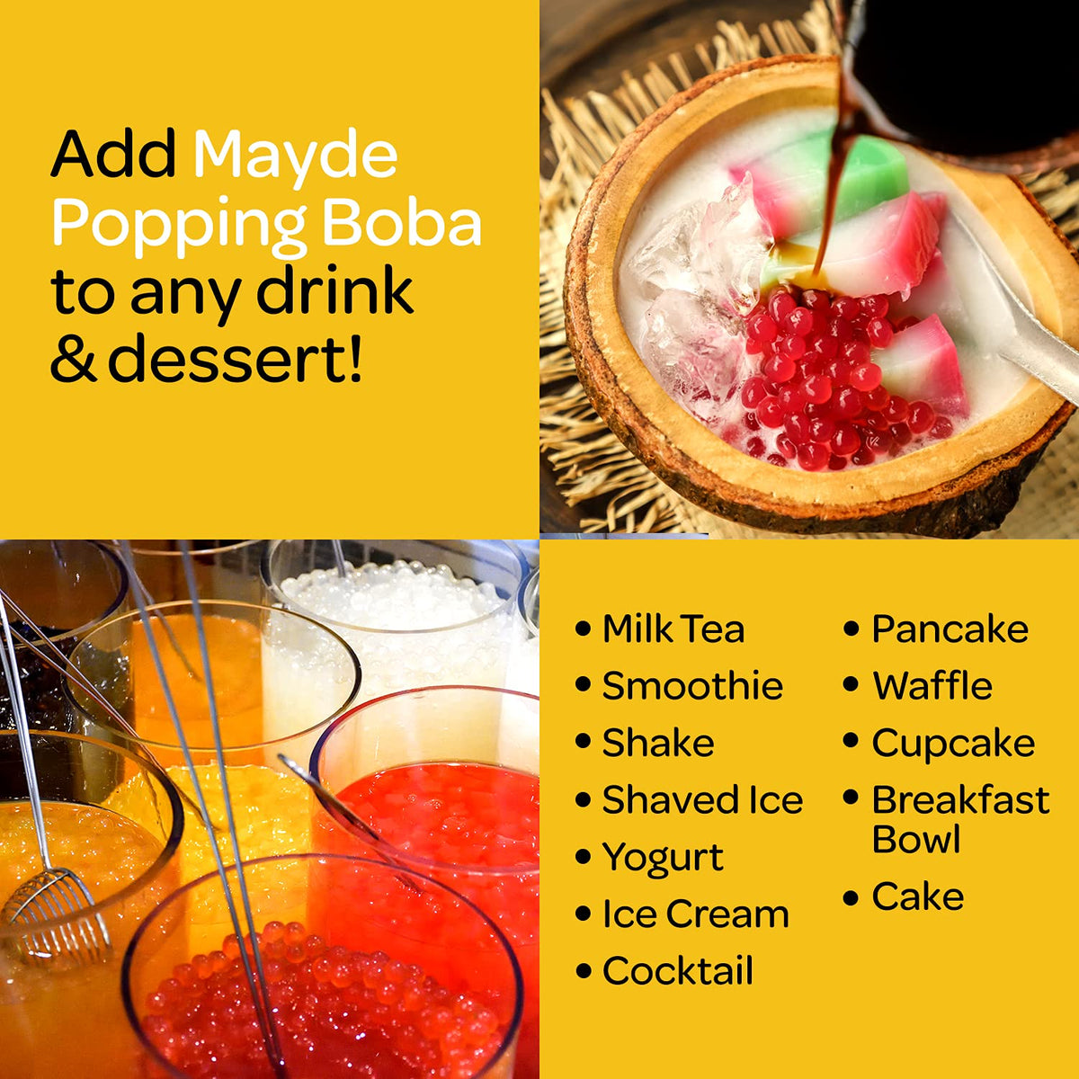 Mayde Popping Boba Pearls - Strawberry Burst, 7 lb | Bursting Boba Pearls for Drinks & Desserts