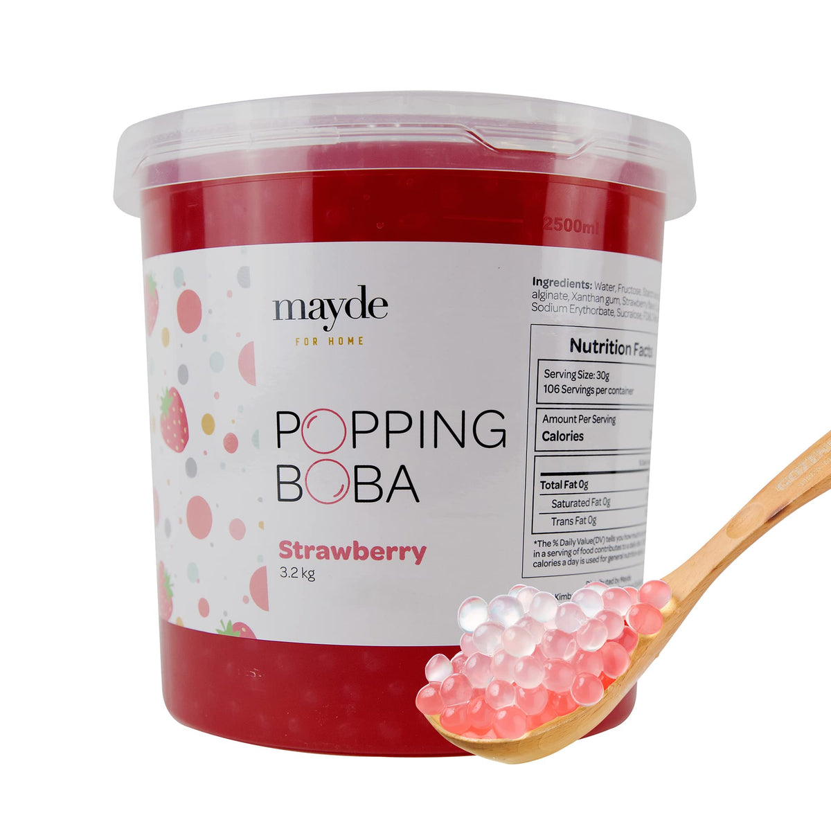Mayde Popping Boba Pearls - Strawberry Burst, 7 lb | Bursting Boba Pearls for Drinks & Desserts