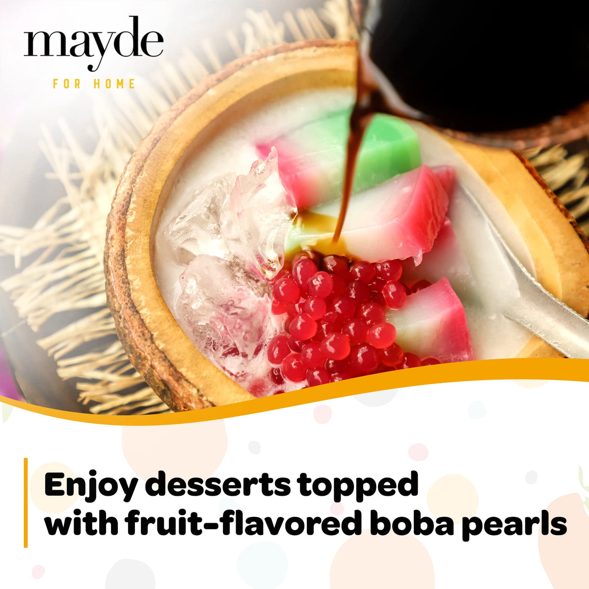 Mayde Popping Boba Pearls Variety Pack – Bursting Fruit Boba Pearls for Bubble Tea, 490 g, 3 Pack