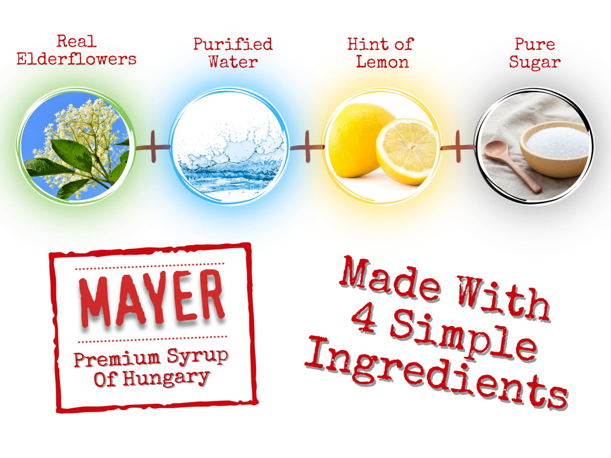 Mayer Elderflower Syrup (Cordial) – Real Elderflowers, 3 Natural Ingredients, Award-Winning