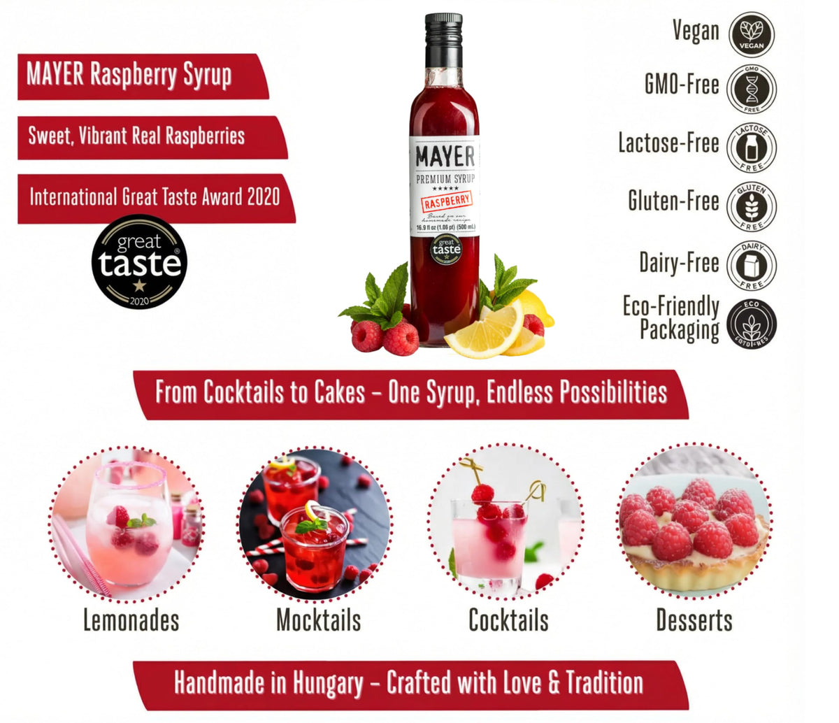 Mayer Raspberry Syrup – Artisanal Hungarian Craft with Real Raspberries