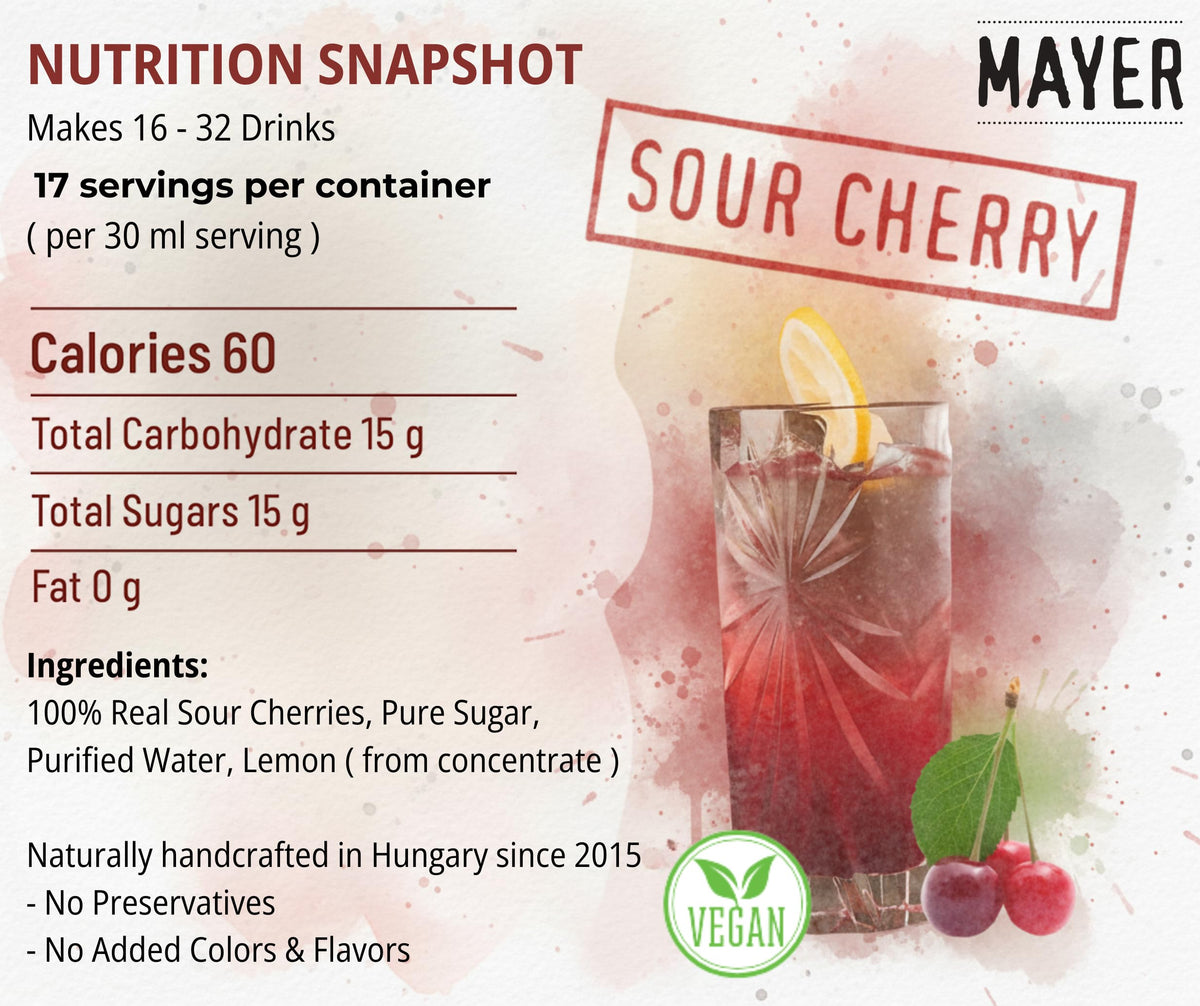 Mayer Sour Cherry Syrup – Award-Winning All-Natural Cherry Syrup, 100% Real Fruit, Handcrafted in Hungary (16.9 oz)