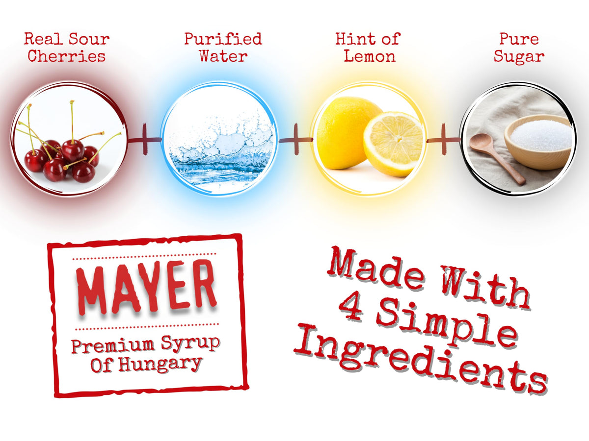 Mayer Sour Cherry Syrup – Award-Winning All-Natural Cherry Syrup, 100% Real Fruit, Handcrafted in Hungary (16.9 oz)