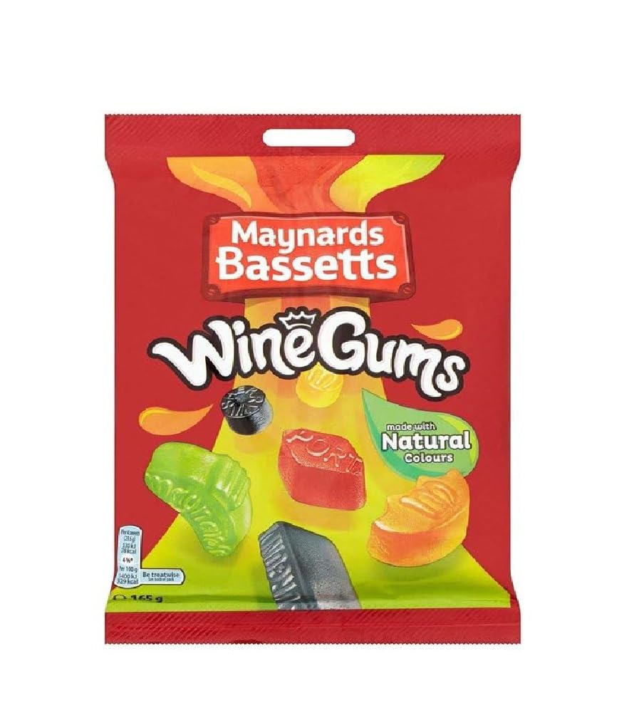Maynards Bassetts Wine Gums Bag 165g (Pack of 6) – Chewy Fruity Treats