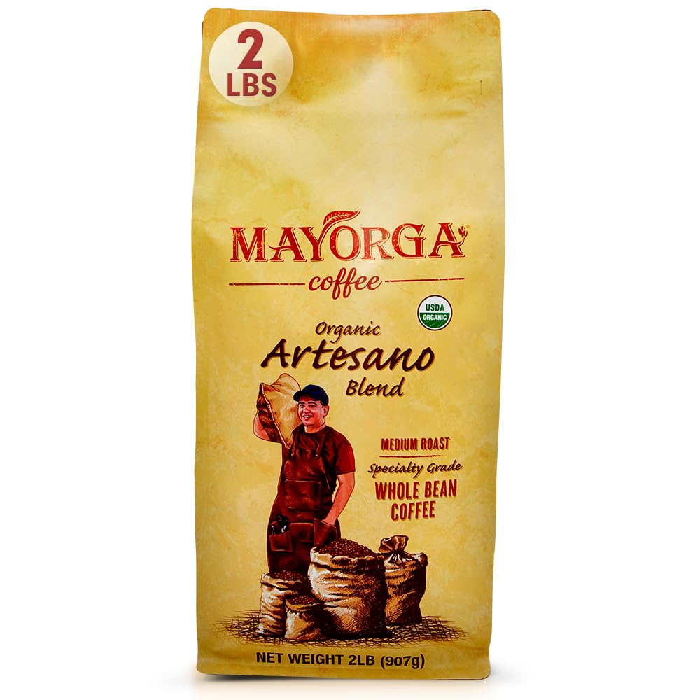 Mayorga Artesano Organic Coffee 2lb - Medium Roast Whole Bean, 100% Arabica, Slow Roasted