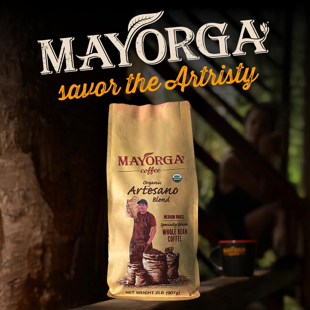 Mayorga Artesano Organic Coffee 2lb - Medium Roast Whole Bean, 100% Arabica, Slow Roasted