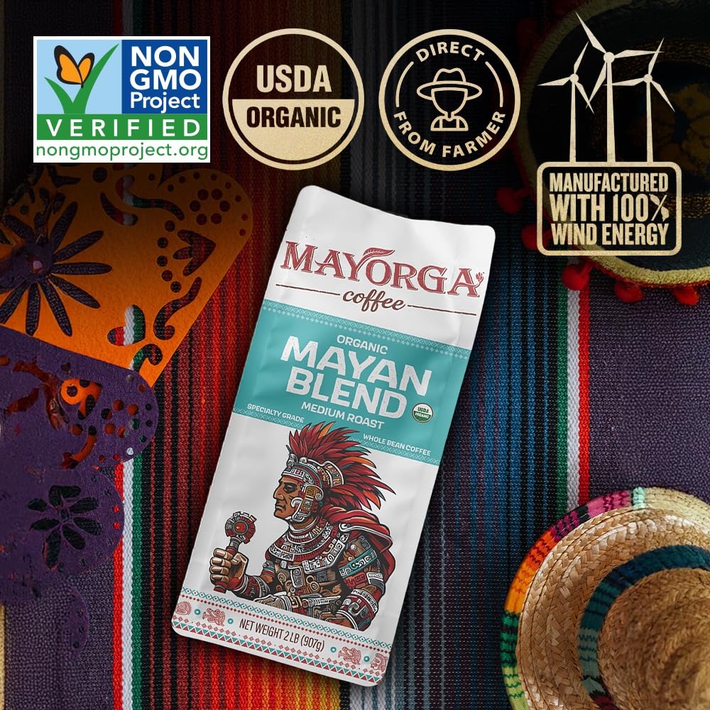 Mayorga Organic Coffee 2lb Mayan Blend – Medium Roast, 100% Arabica, Slow-Roasted