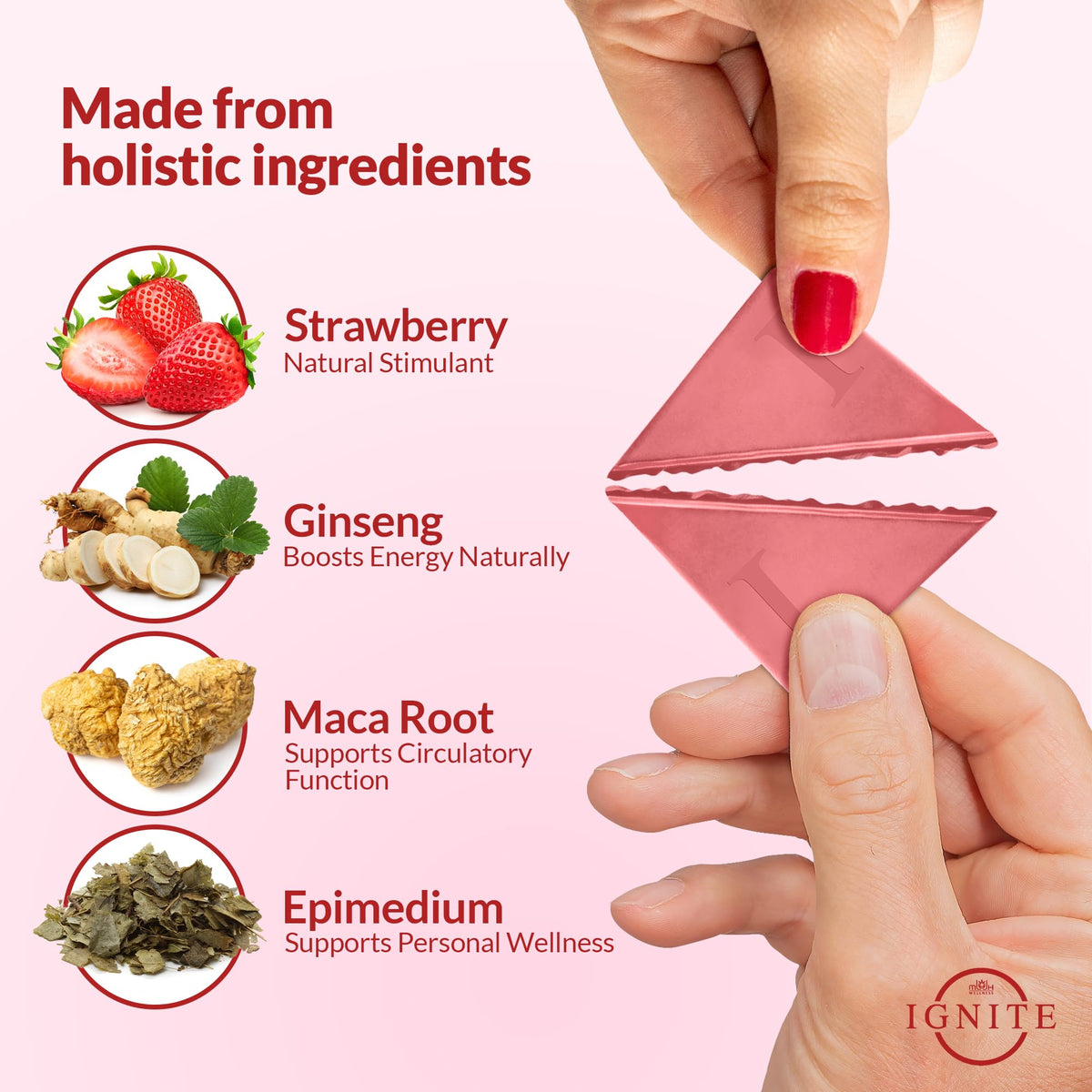 MBDH Wellness Ignite Strawberry Chocolate Squares – 60% Cocoa & Strawberry Fusion