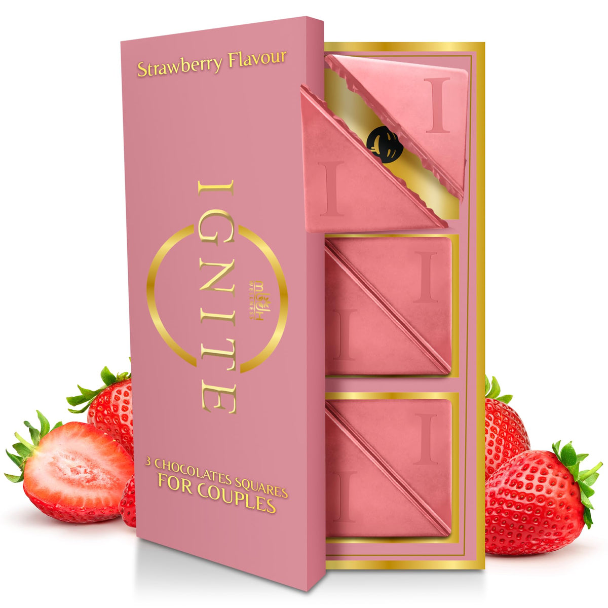MBDH Wellness Ignite Strawberry Chocolate Squares – 60% Cocoa & Strawberry Fusion