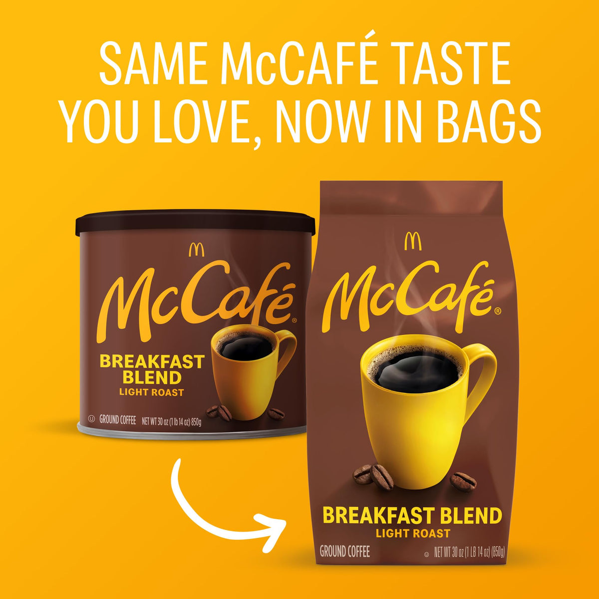 McCafé Breakfast Blend Ground Coffee – Light Roast with Citrus Notes, 30oz Bag | Kosher Certified, Responsibly Sourced