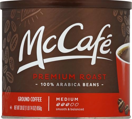 McCafé Premium Roast Ground Coffee – Medium Roast, 30 oz Canister