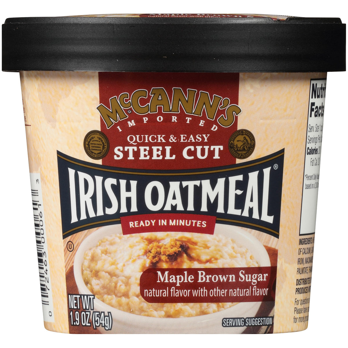 McCann's Irish Oatmeal Instant Oatmeal Cup Maple Brown Sugar – 1.9 oz (Pack of 12)