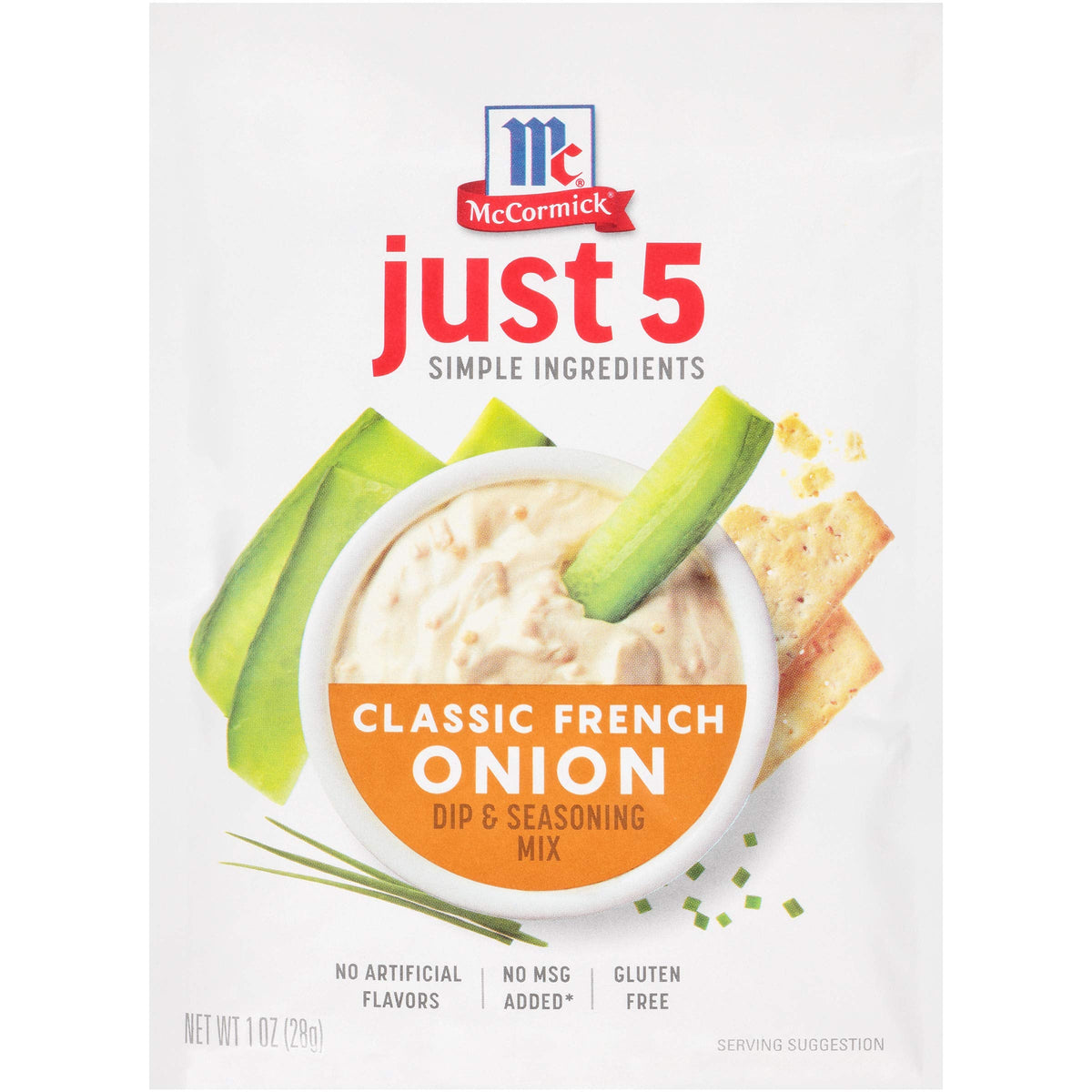 McCormick Just 5 Simple Ingredients Classic French Onion Dip & Seasoning Mix – 1 oz (Pack of 12)