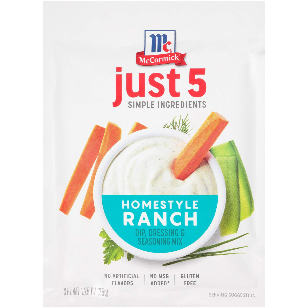 McCormick Just 5 Simple Ingredients Ranch Dip & Seasoning Mix 1.25 oz – Pack of 12