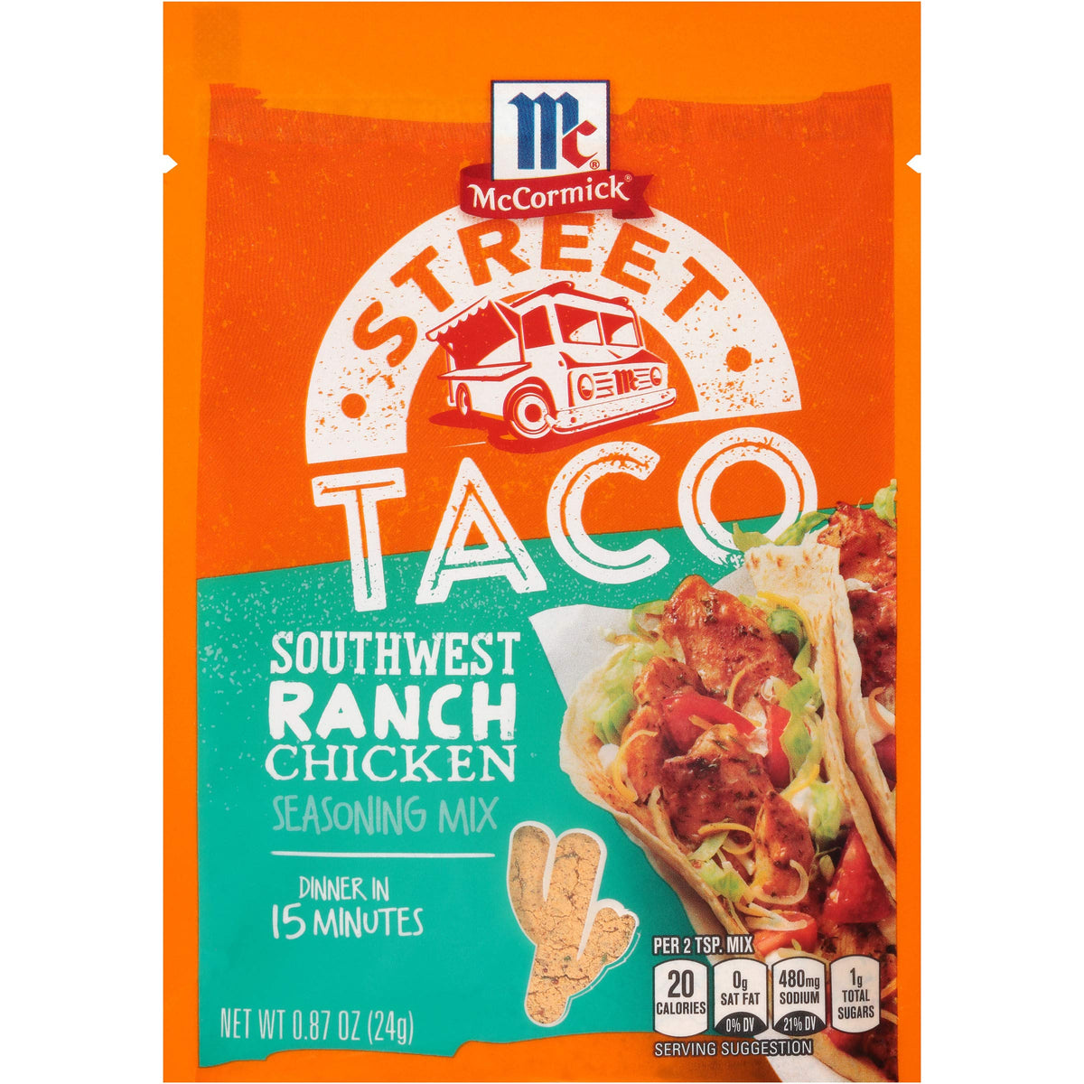 McCormick Street Taco Southwest Ranch Chicken Seasoning Mix – 0.87 oz (Pack of 12)
