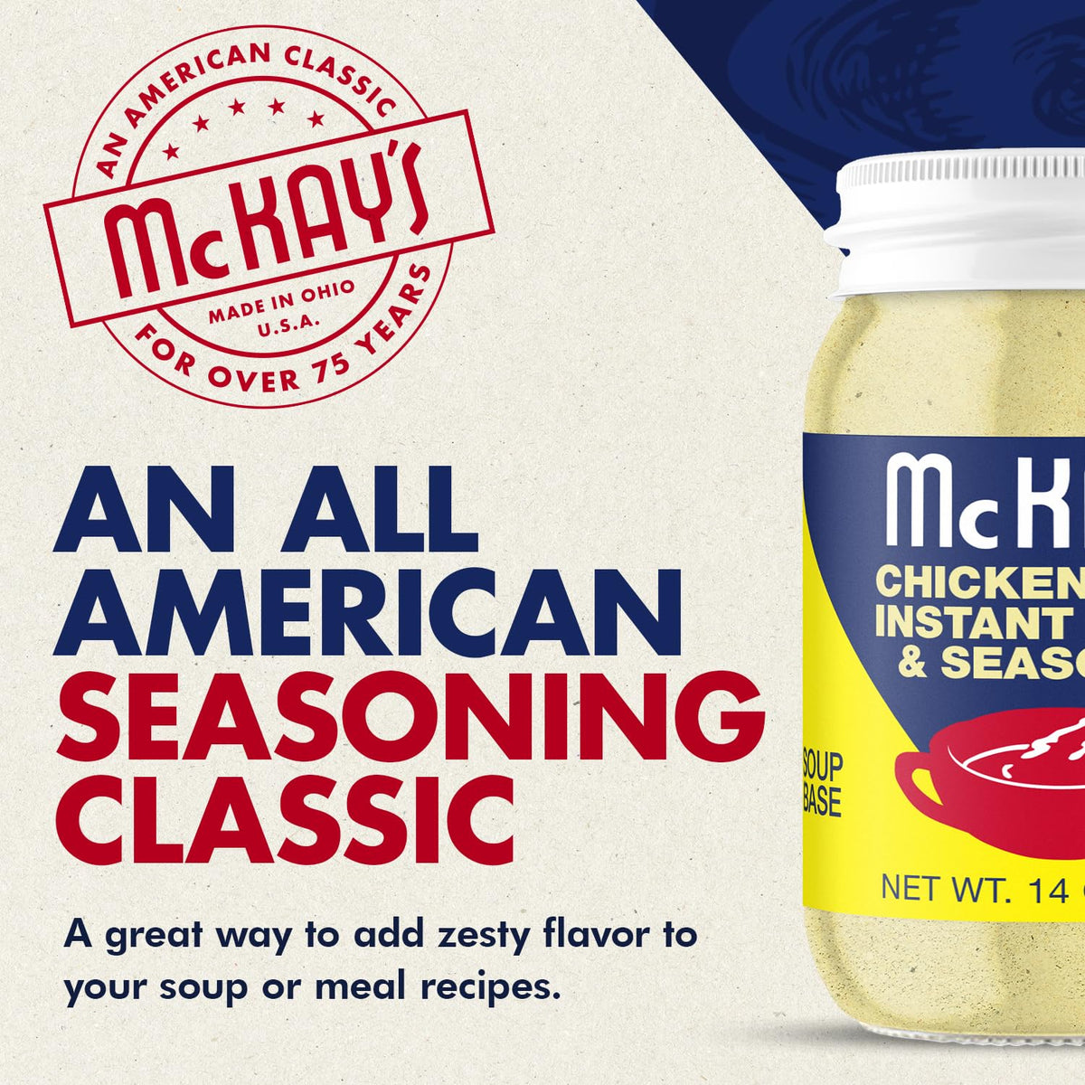 McKay's Chicken Flavored Soup Seasoning – Gluten Free, No MSG Added, Vegetarian Instant Broth (1 Pack)