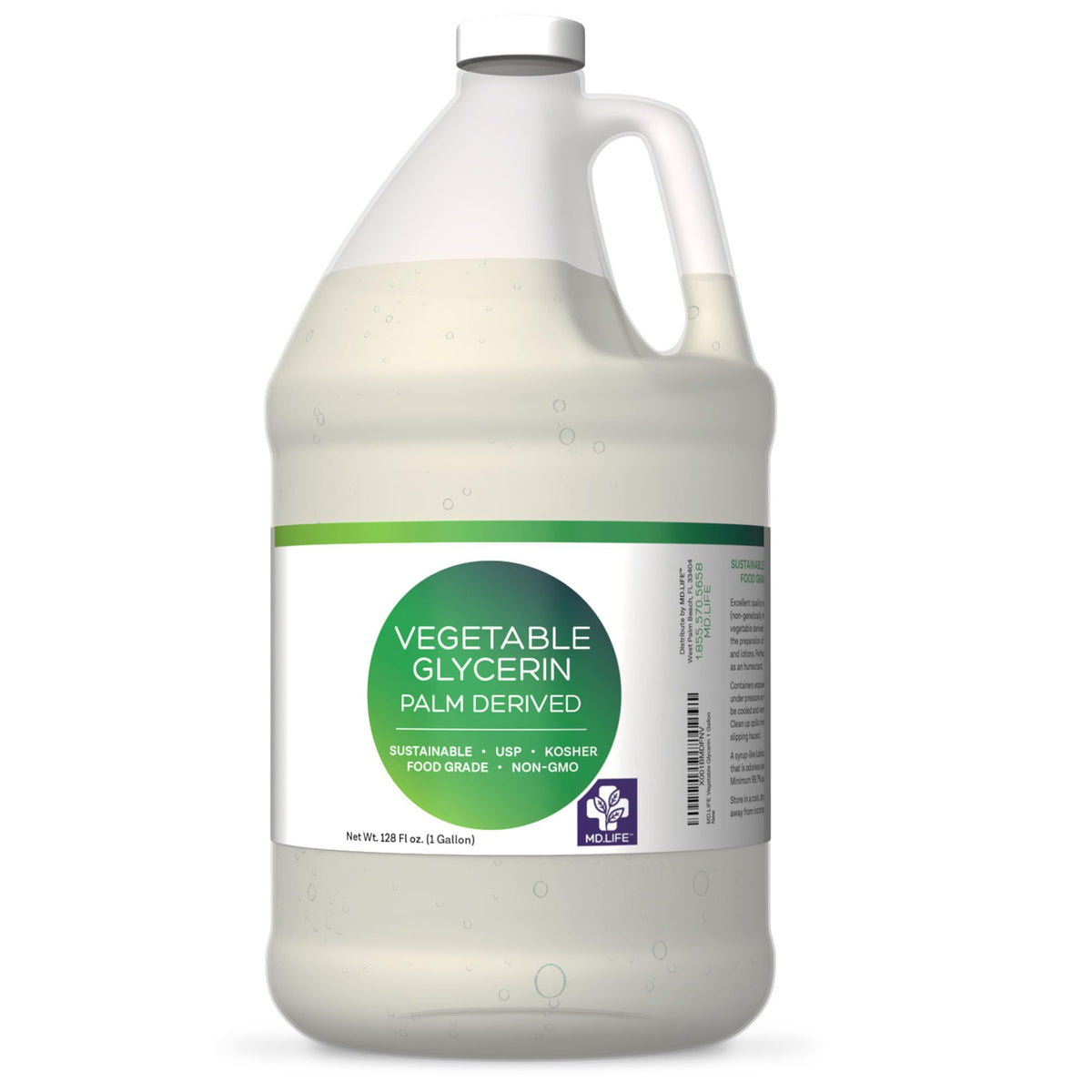 MD.LIFE Glycerin Liquid – 1 Gallon Food Grade USP for Skin, Hair & Soap