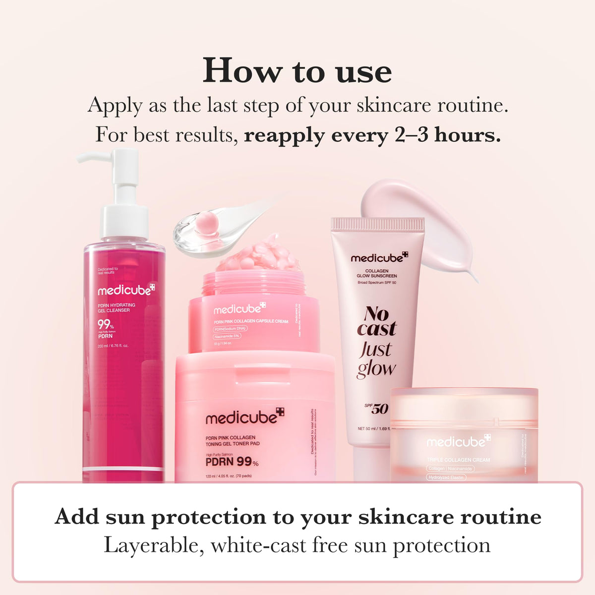 medicube Sunscreen No Cast Just Glow Collagen, SPF 50