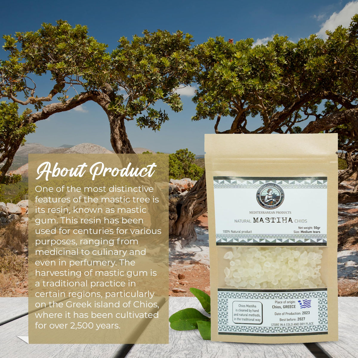 Organic Mastiha Chios 50G – 100% Natural Greek Mastic Gum | Gluten-Free & Vegan