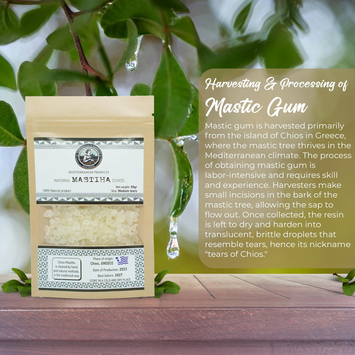 Organic Mastiha Chios 50G – 100% Natural Greek Mastic Gum | Gluten-Free & Vegan