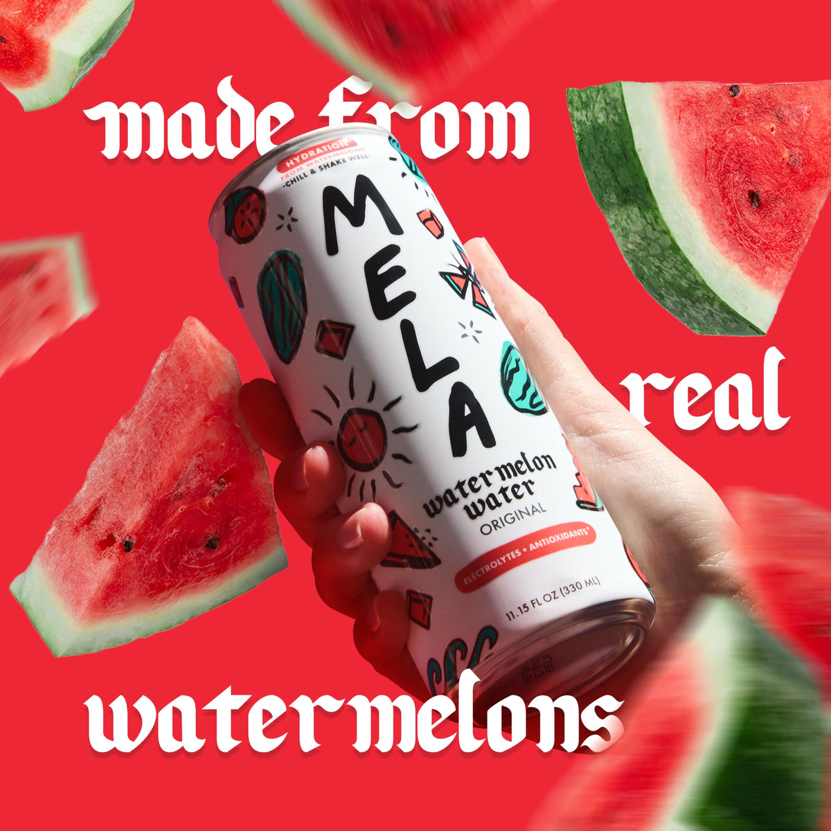 Mela Watermelon Water – 100% Natural Juice with Vitamin C & Electrolytes | Gluten-Free & Non-GMO | Variety Pack (12 x 11.15 fl oz)