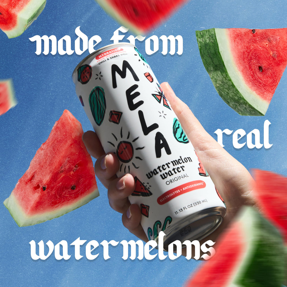 Mela Watermelon Water – 100% Natural Juice with Vitamin C, Electrolytes, Passionfruit (12-pack)