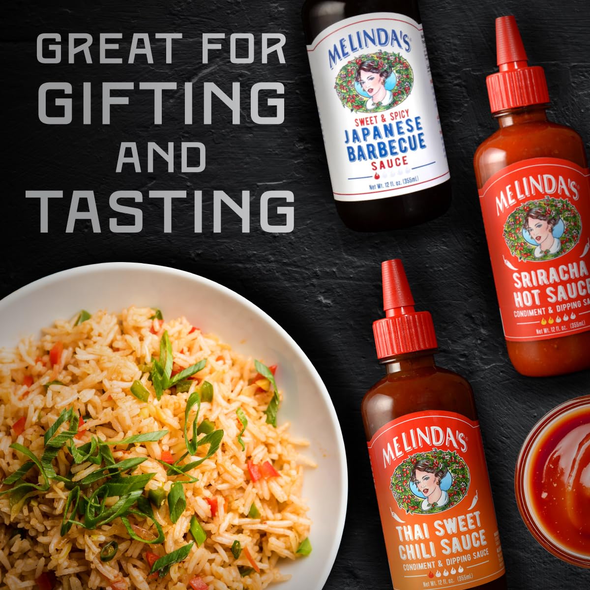 Melinda's Asian Trio Collection: Sriracha, Japanese BBQ & Thai Sweet Chili