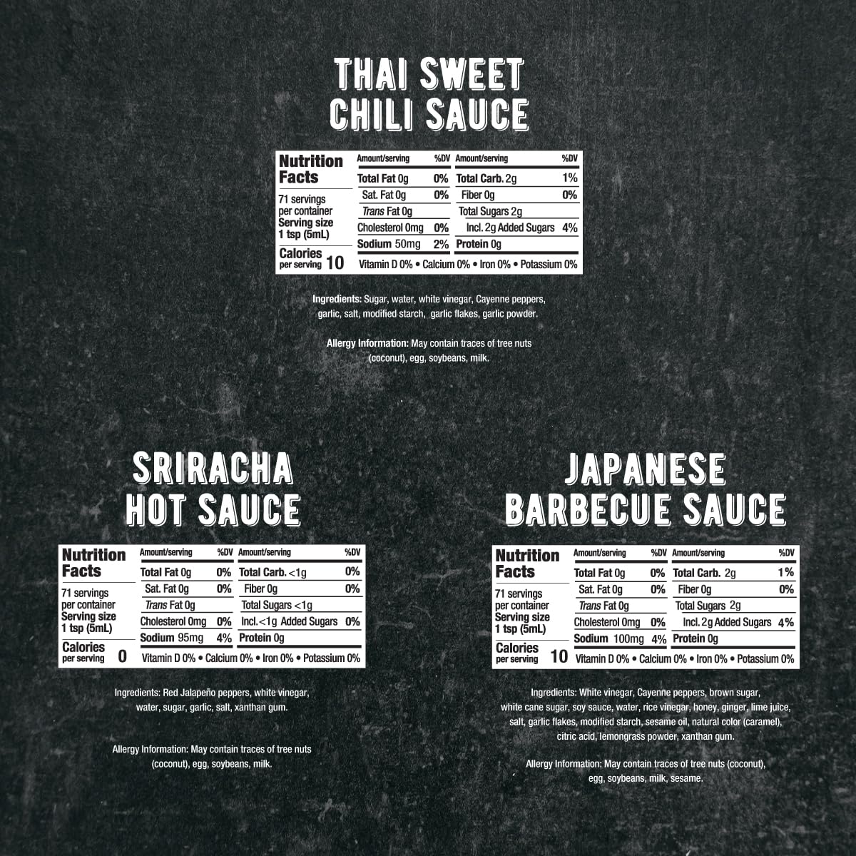 Melinda's Asian Trio Collection: Sriracha, Japanese BBQ & Thai Sweet Chili