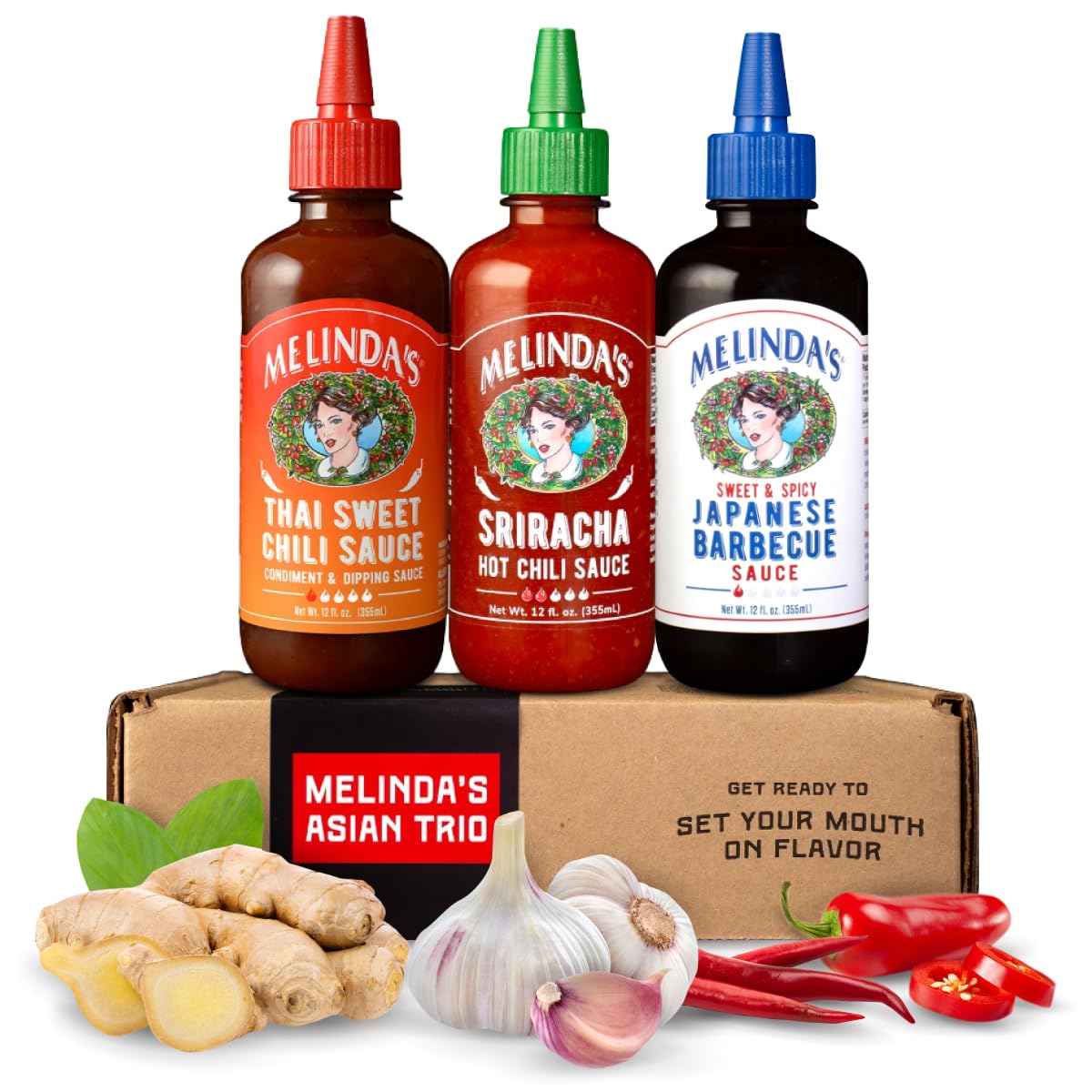 Melinda's Asian Trio Collection: Sriracha, Japanese BBQ & Thai Sweet Chili