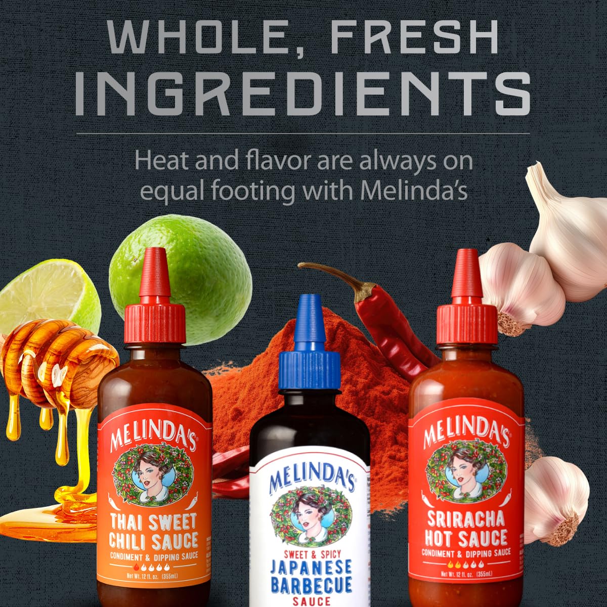 Melinda's Asian Trio Collection: Sriracha, Japanese BBQ & Thai Sweet Chili
