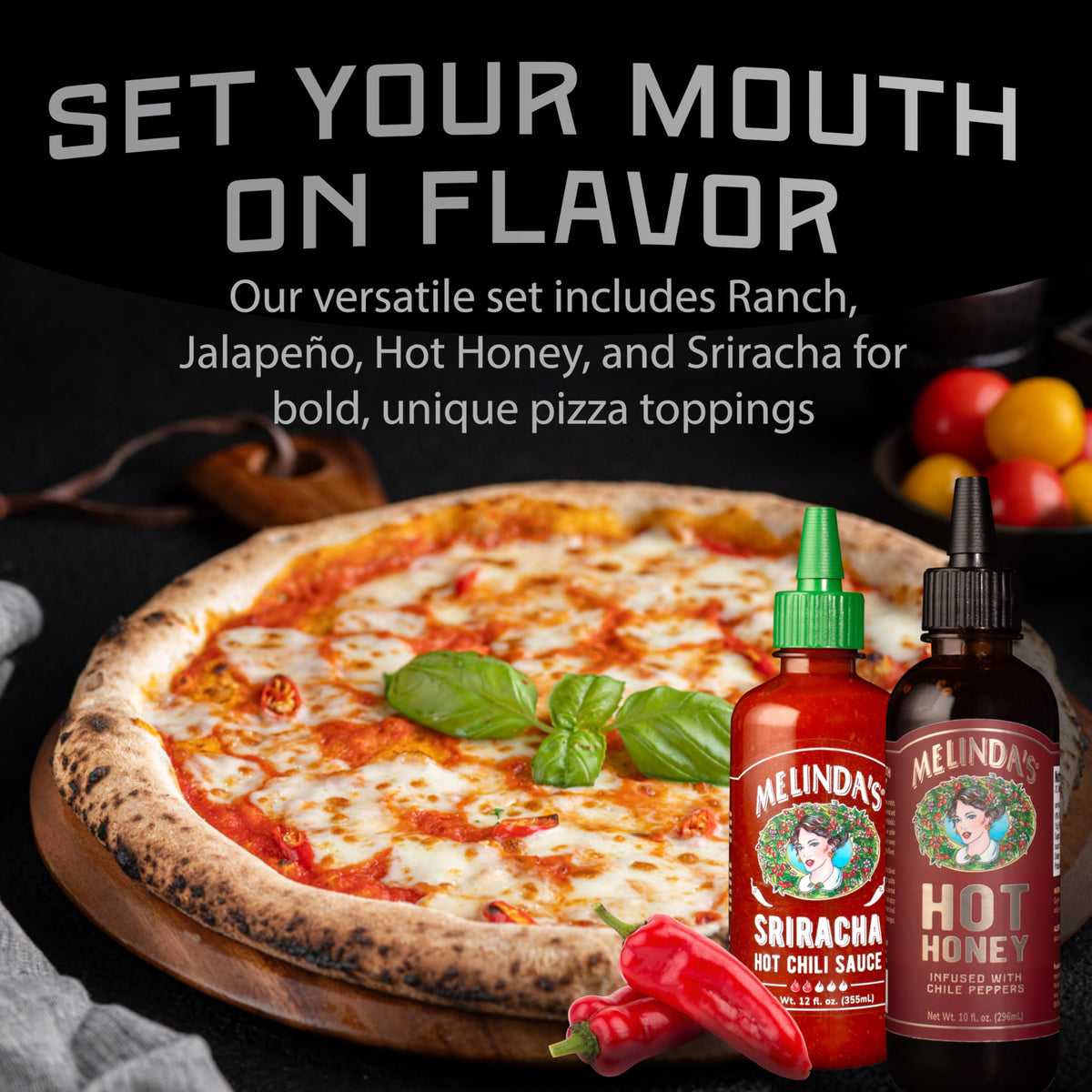 Melinda’s Pizza Collection – 6 Pack (70 Oz) Gourmet Hot Sauce Gift Set | Gluten Free, Keto