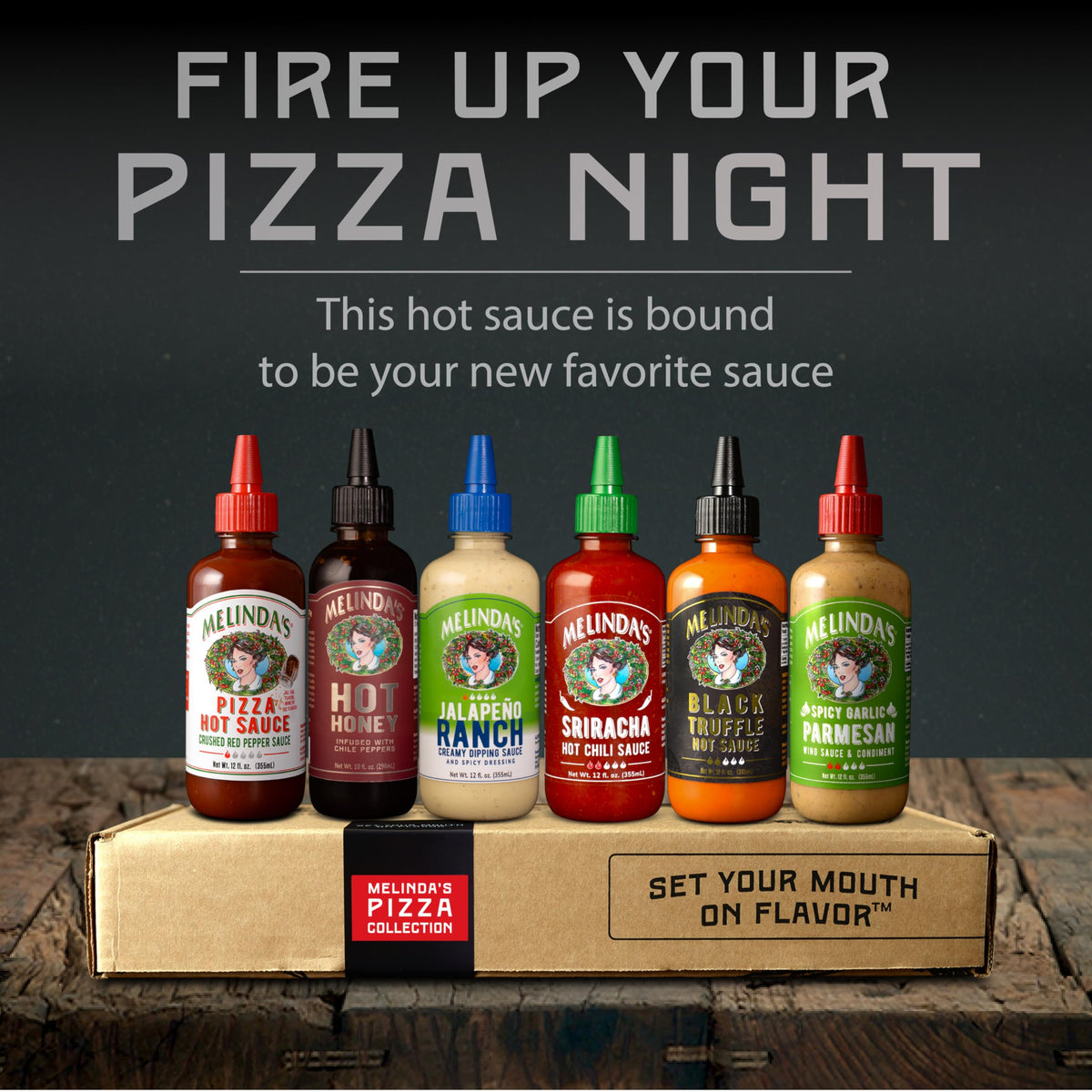 Melinda’s Pizza Collection – 6 Pack (70 Oz) Gourmet Hot Sauce Gift Set | Gluten Free, Keto