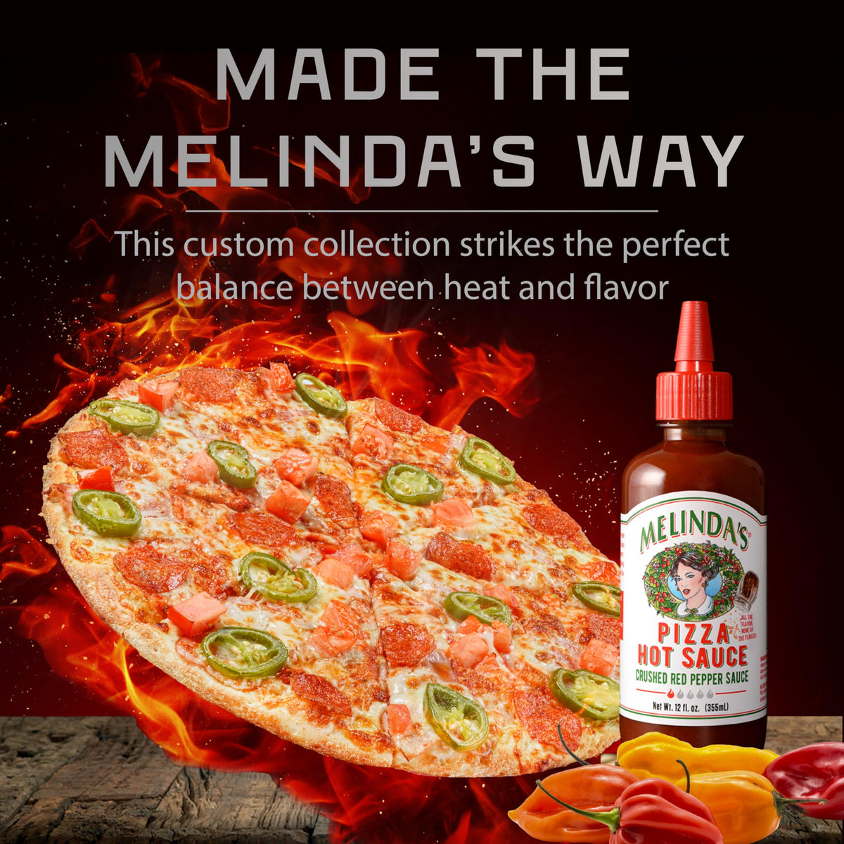 Melinda’s Pizza Collection – 6 Pack (70 Oz) Gourmet Hot Sauce Gift Set | Gluten Free, Keto
