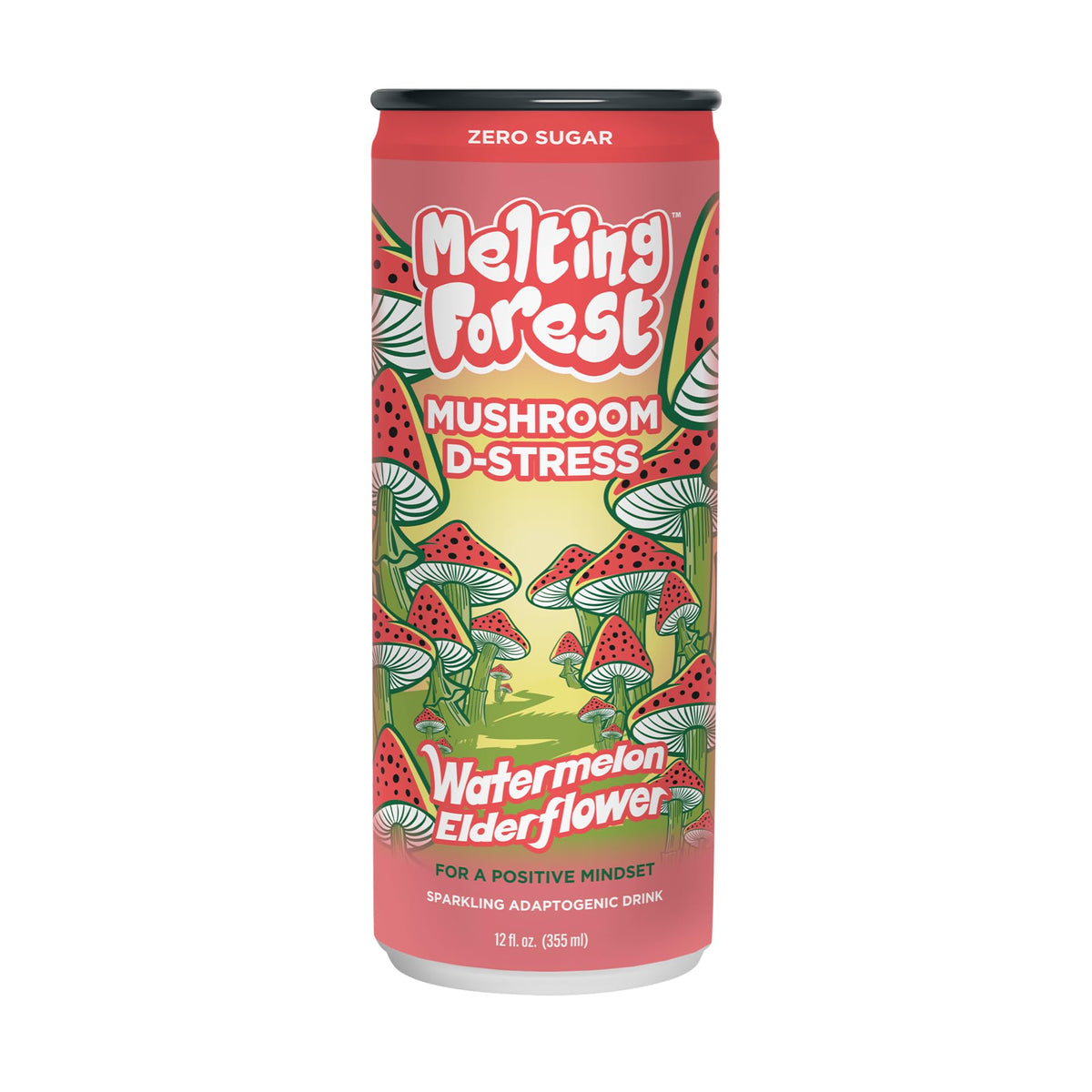 Melting Forest D-Stress Adaptogen Drink — Watermelon Elderflower, Zero Sugar, 5 Calories (12-Pack)