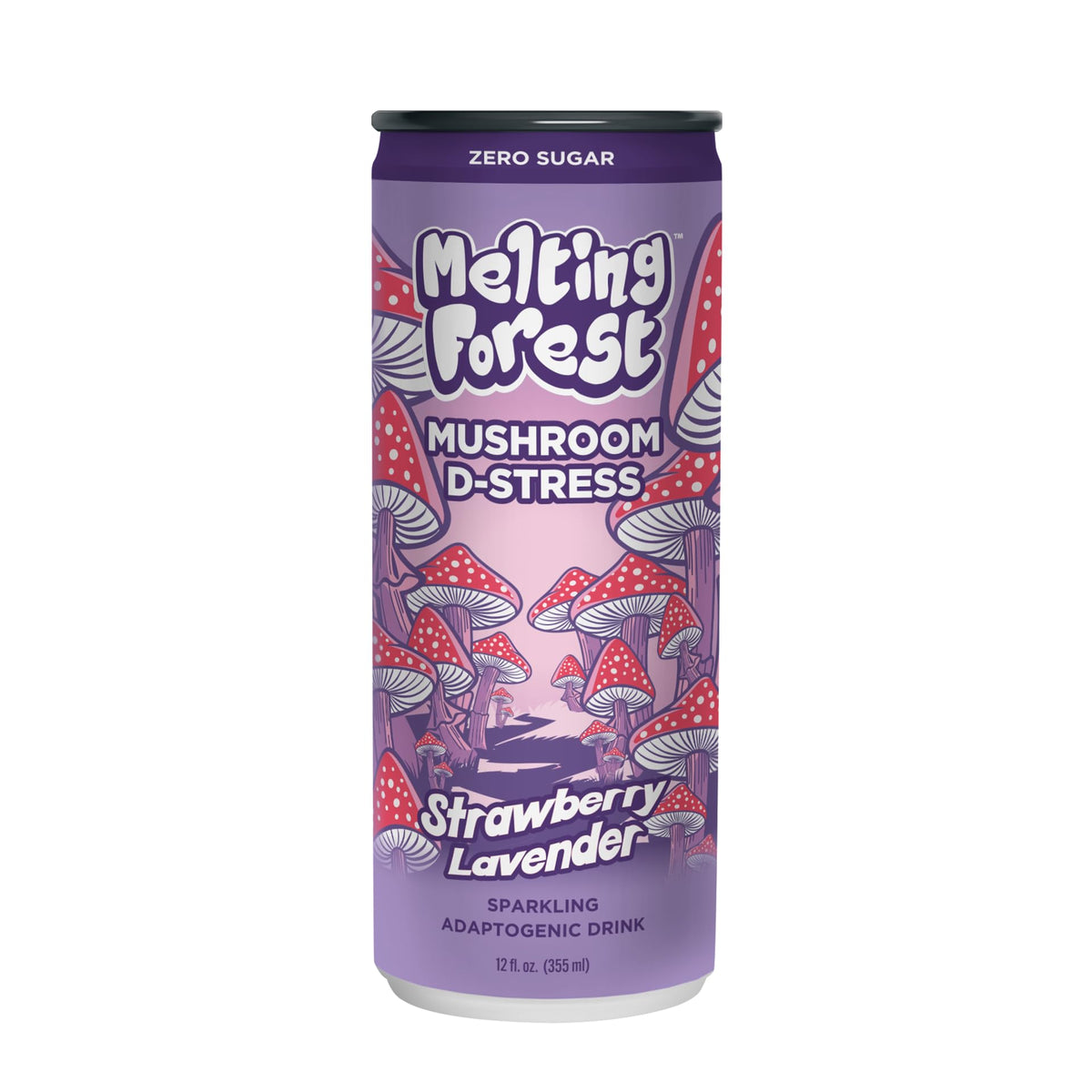 Melting Forest D-Stress Adaptogen Drink – Strawberry Lavender, 0 Sugar, 5 Cal | 12-Pack