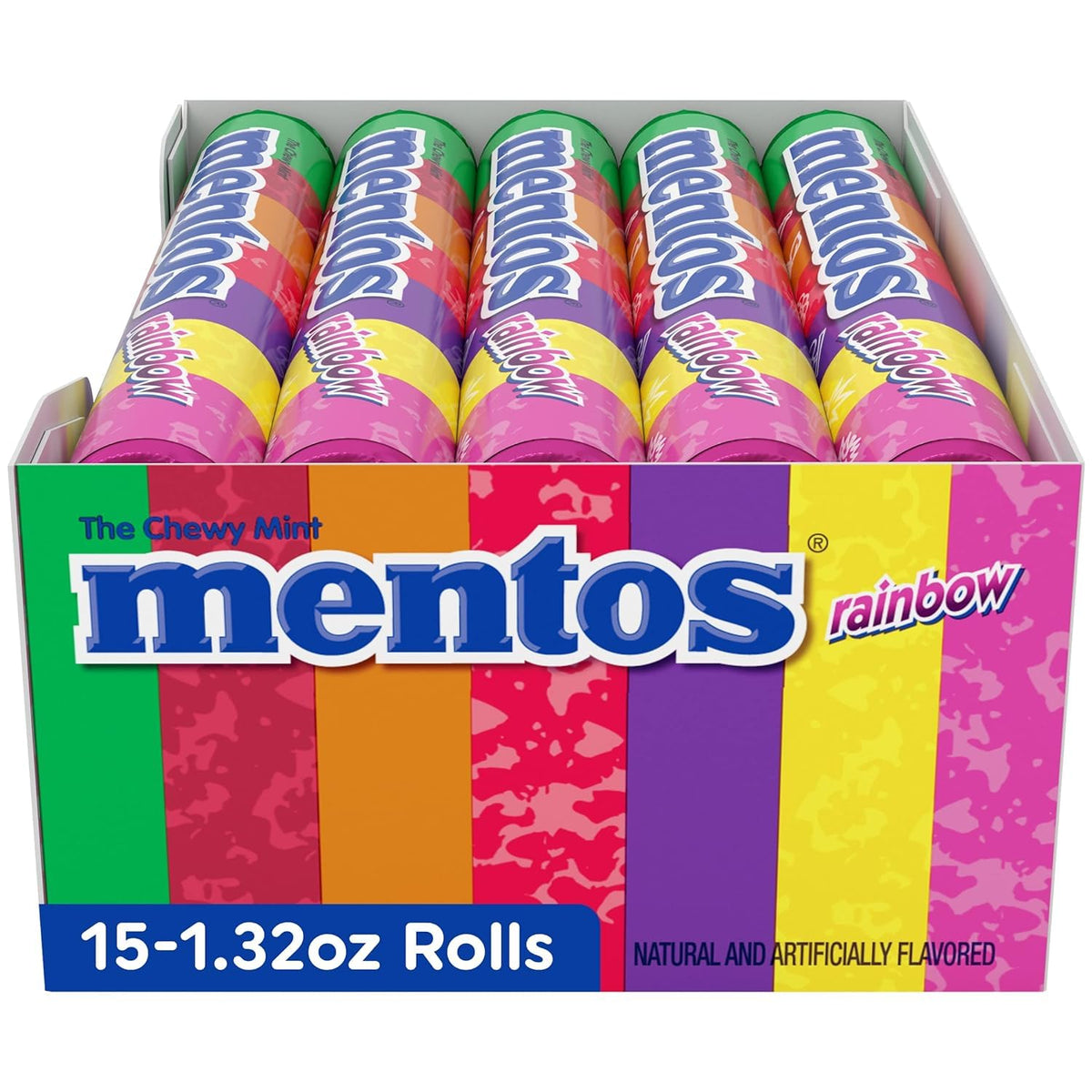 MENTOS Chewy Mint Candy Roll – Rainbow Mint, 210-Piece Party Pack