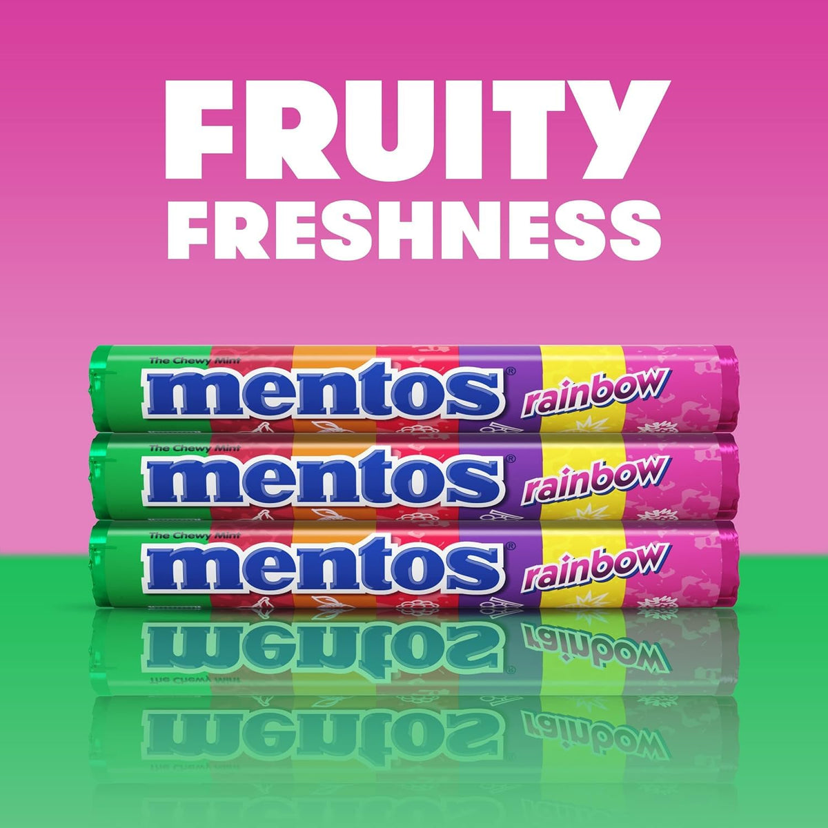 MENTOS Chewy Mint Candy Roll – Rainbow Mint, 210-Piece Party Pack