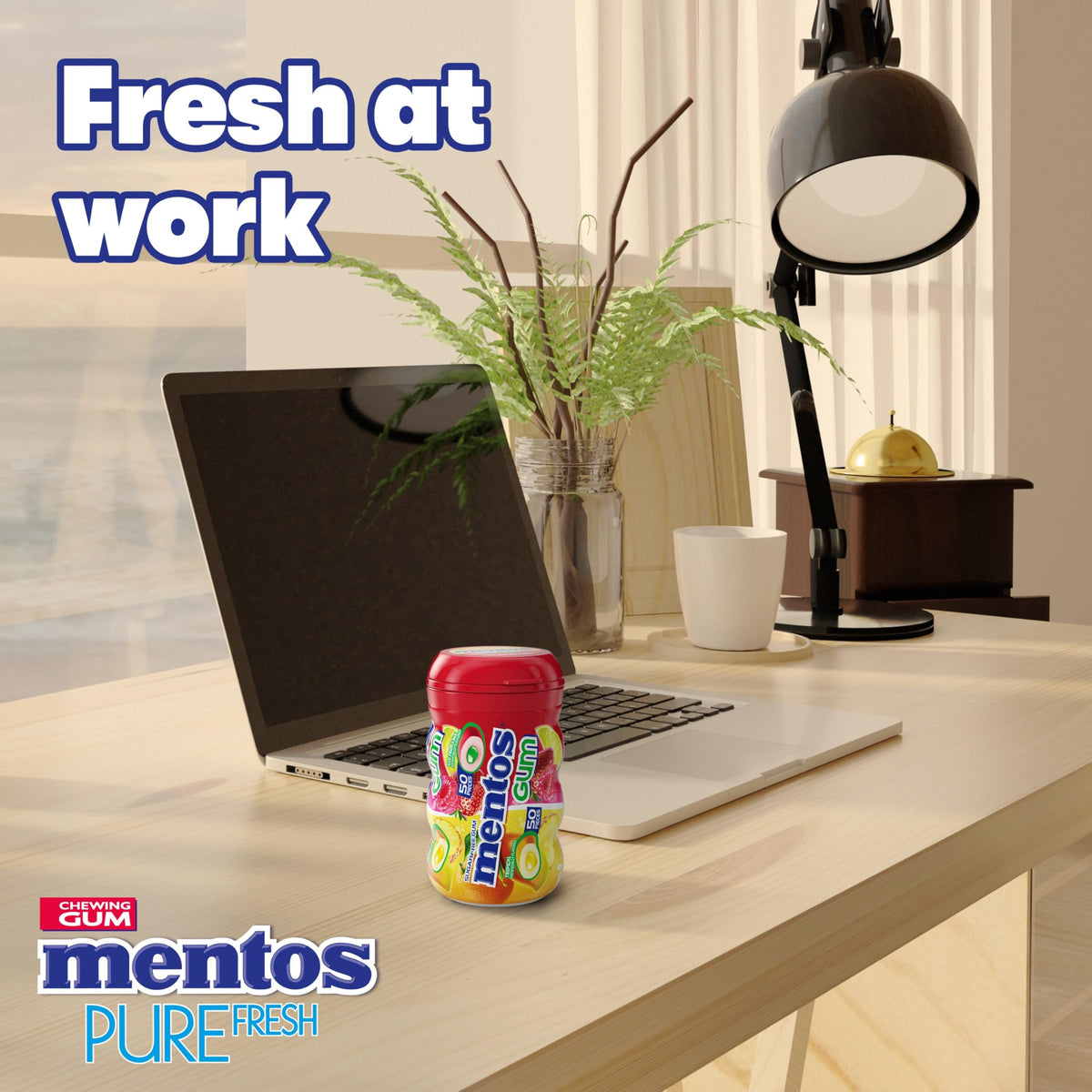 Mentos Sugar Free Gum Red Fruit Lime – 50 Pieces per Bottle (Pack of 6)