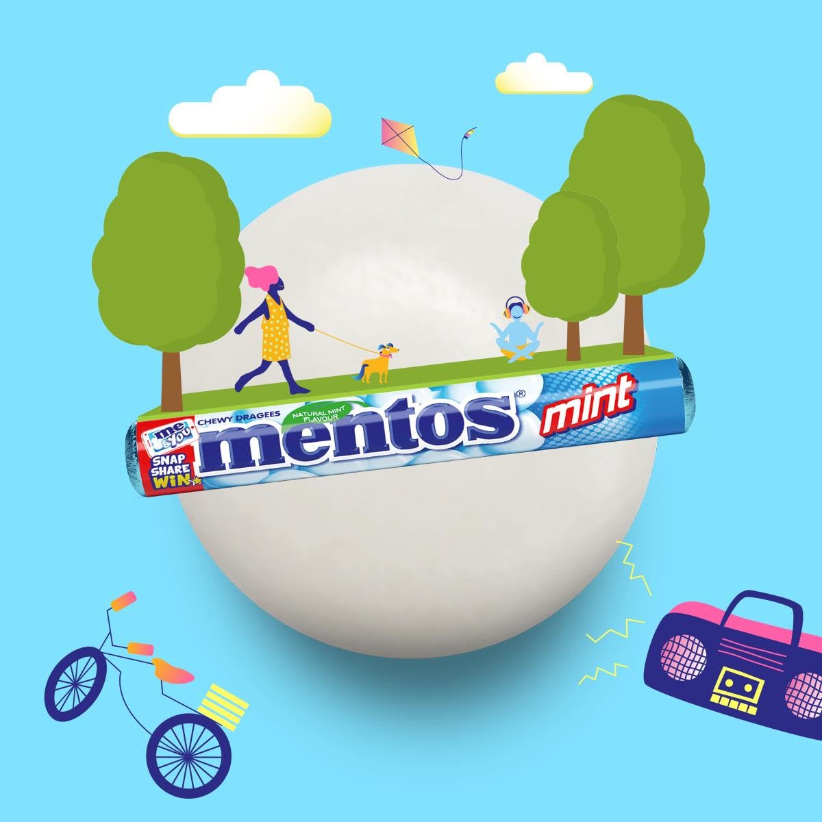 Mentos Mint Chewy Dragees 38 g (Pack of 40) – Fresh Mint Beads