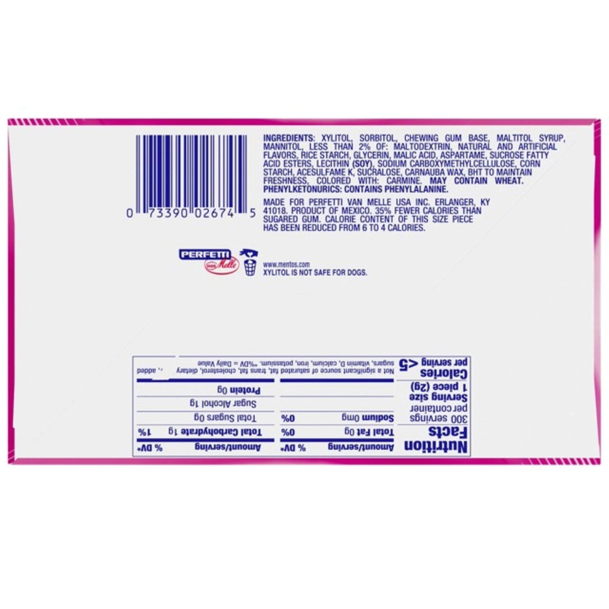 Mentos Pure Fresh Sugar Free Gum with Xylitol – Bubble Fresh, 6 Pack