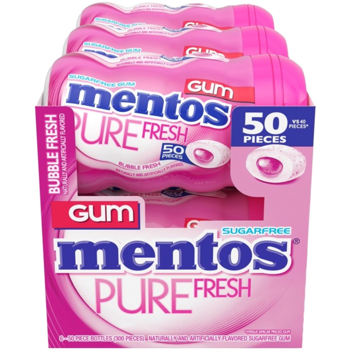 Mentos Pure Fresh Sugar Free Gum with Xylitol – Bubble Fresh, 6 Pack