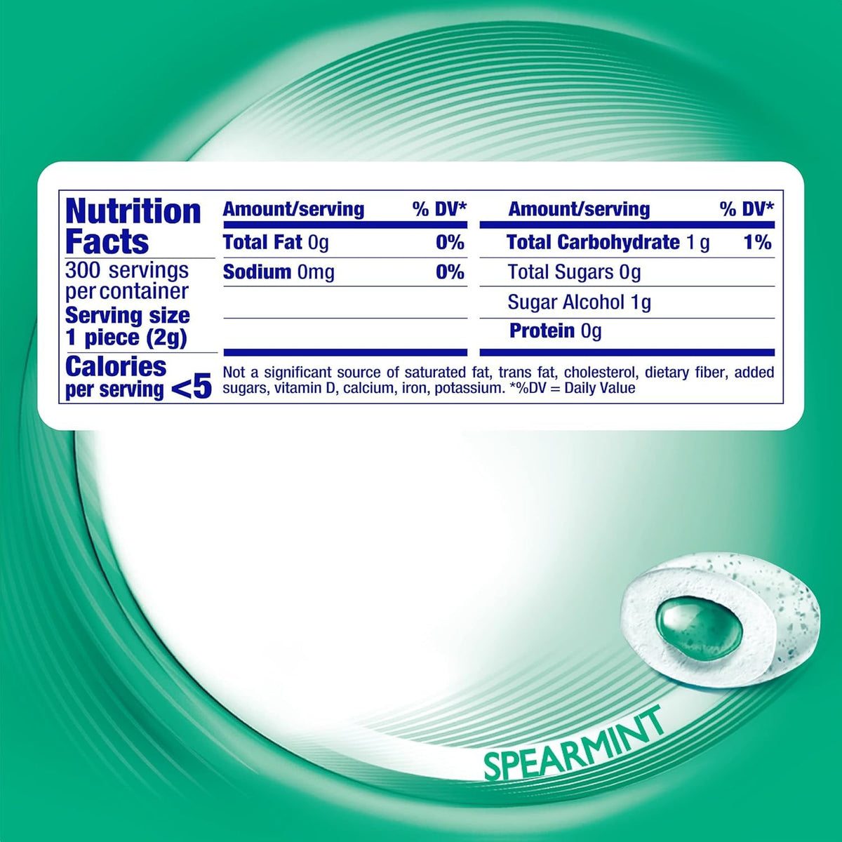 MENTOS Pure Fresh Sugar Free Gum – Spearmint, 6 x 50-Count Bottles (300 Pieces)