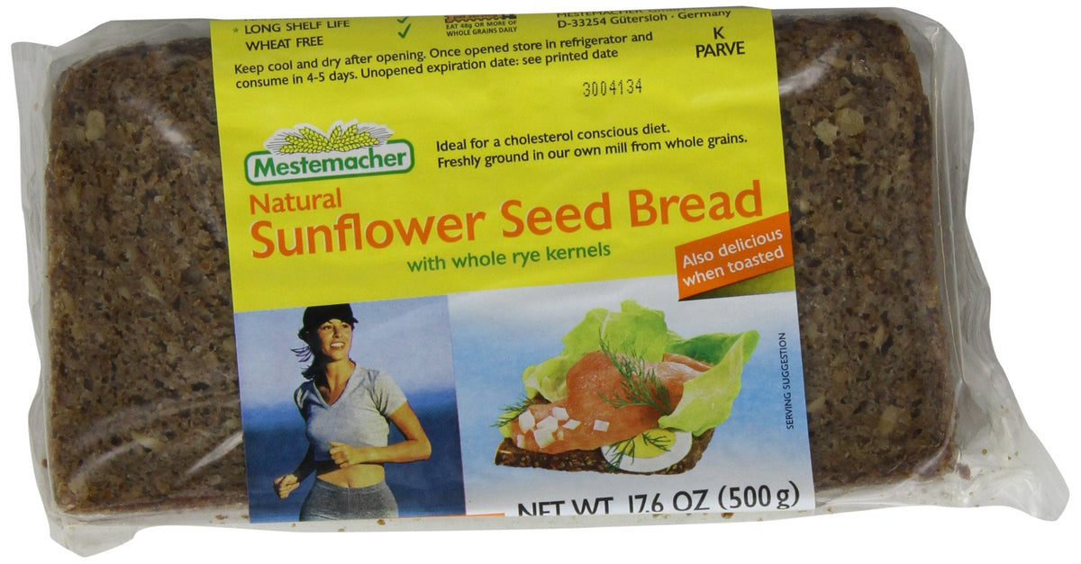 Mestemacher Sunflower Seed Bread – 17.6 oz (6-Pack) | Whole Grain, German Origin