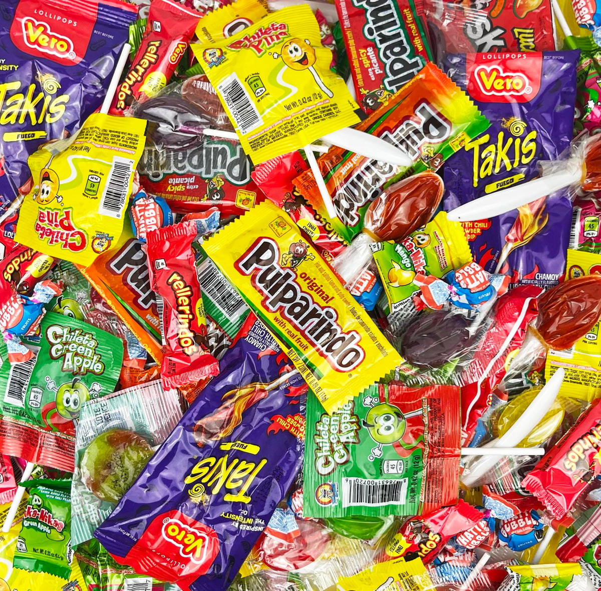 Mexgrim Mexican Candy Variety Pack – 3lb Bulk Candy Mix with Lollipops, Chamoy & Tamarind