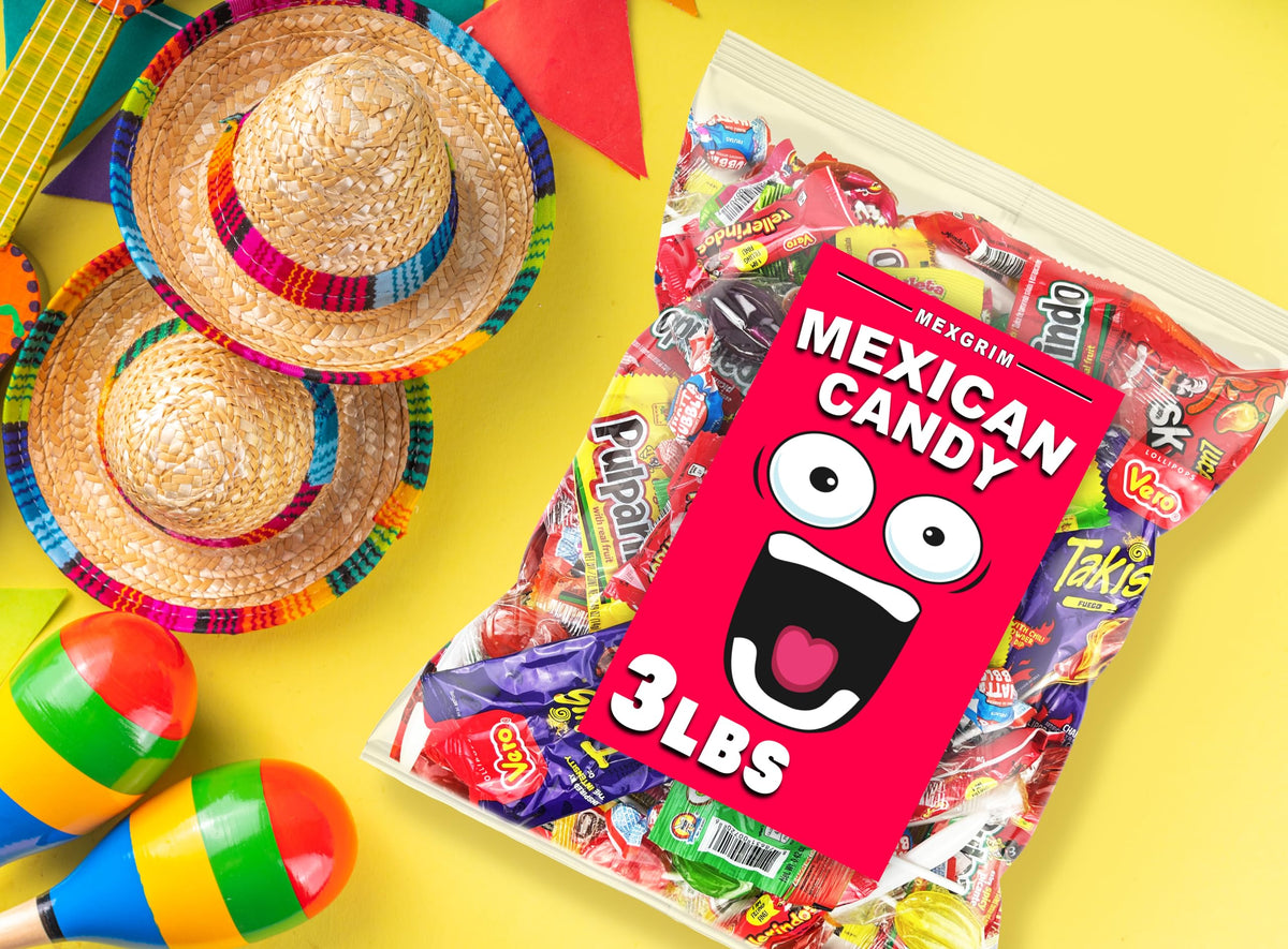 Mexgrim Mexican Candy Variety Pack – 3lb Bulk Candy Mix with Lollipops, Chamoy & Tamarind