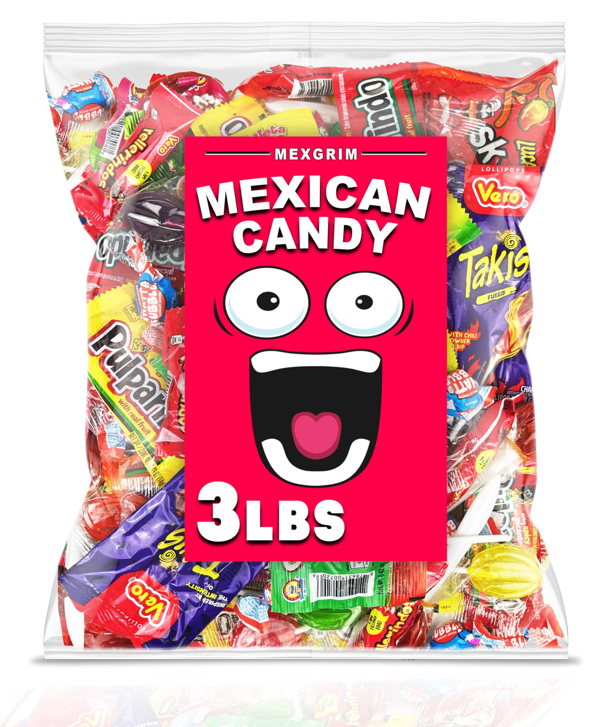 Mexgrim Mexican Candy Variety Pack – 3lb Bulk Candy Mix with Lollipops, Chamoy & Tamarind